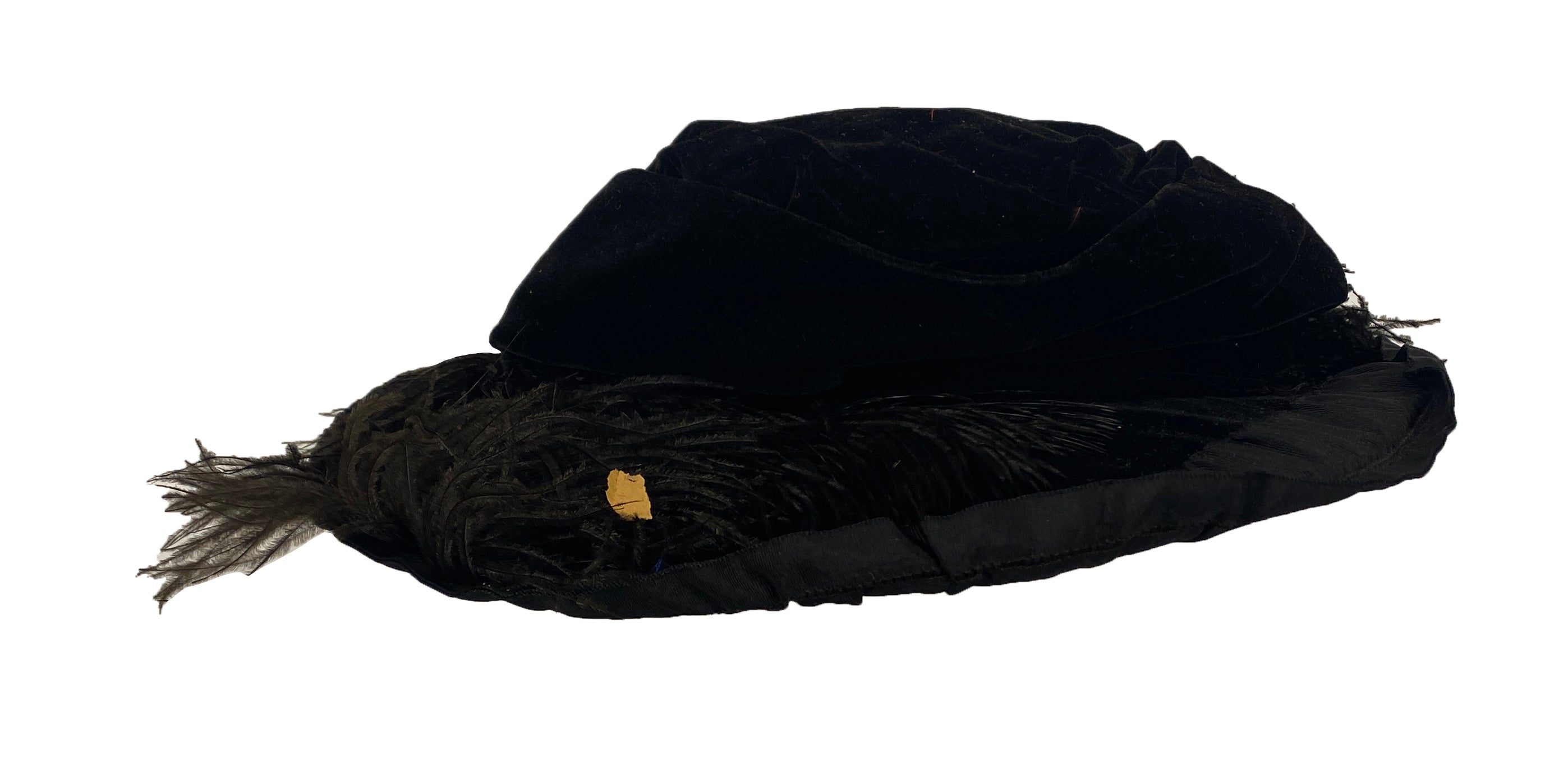 Vintage Suelda Hats Black Velvet Hat with Feather Details