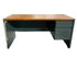 Blue Metal Desk Wooden Tabletop With Drawers