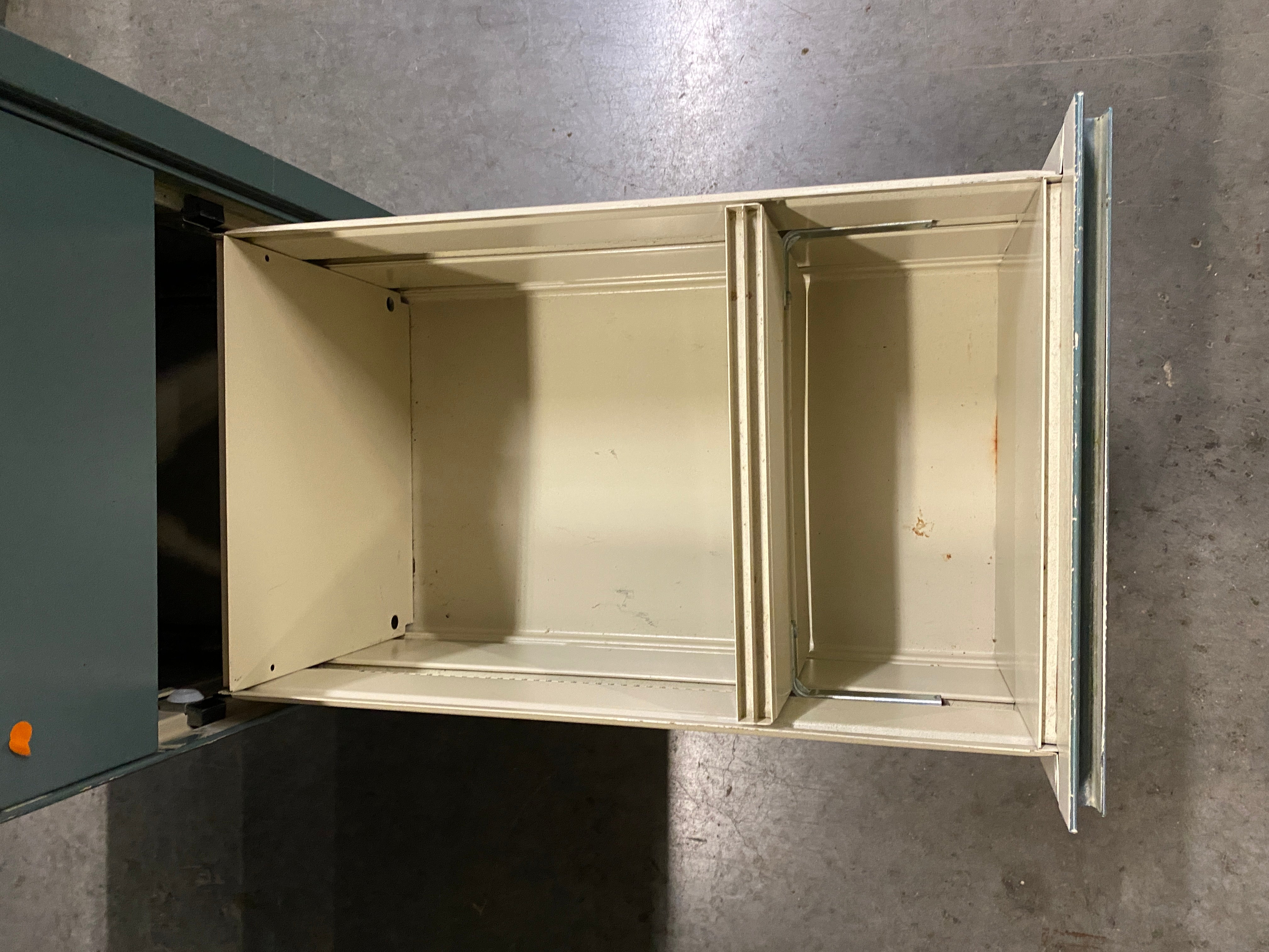 Blue Metal Desk Wooden Tabletop With Drawers
