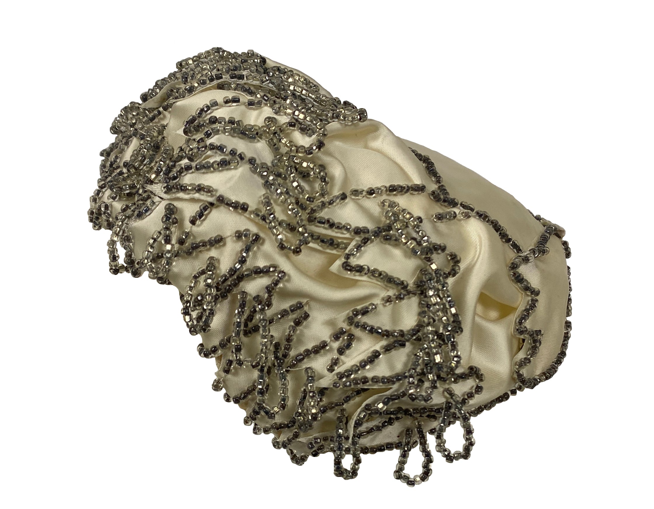 Vintage Styled by Coralie White Beaded Half Hat