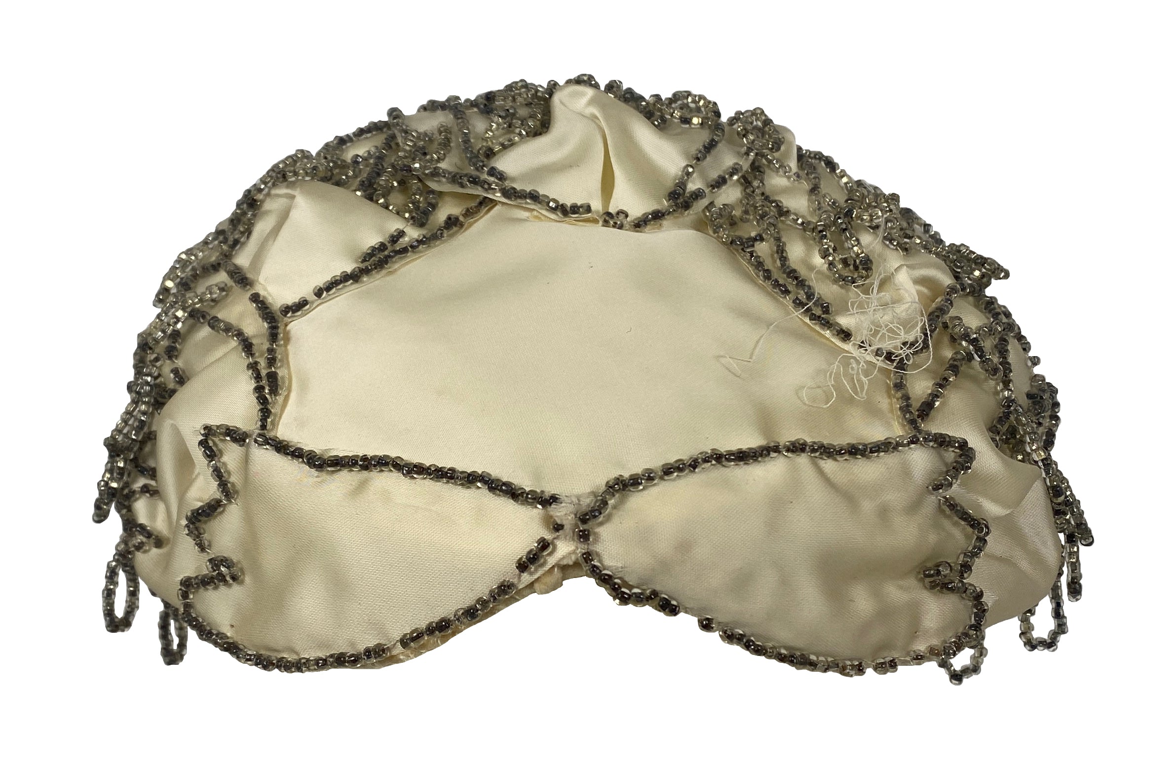 Vintage Styled by Coralie White Beaded Half Hat