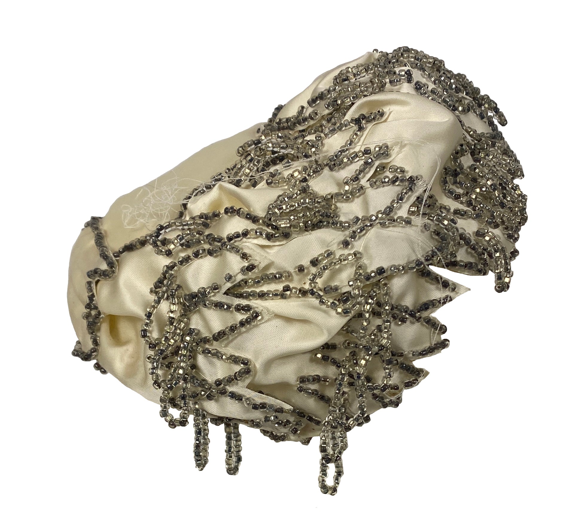 Vintage Styled by Coralie White Beaded Half Hat