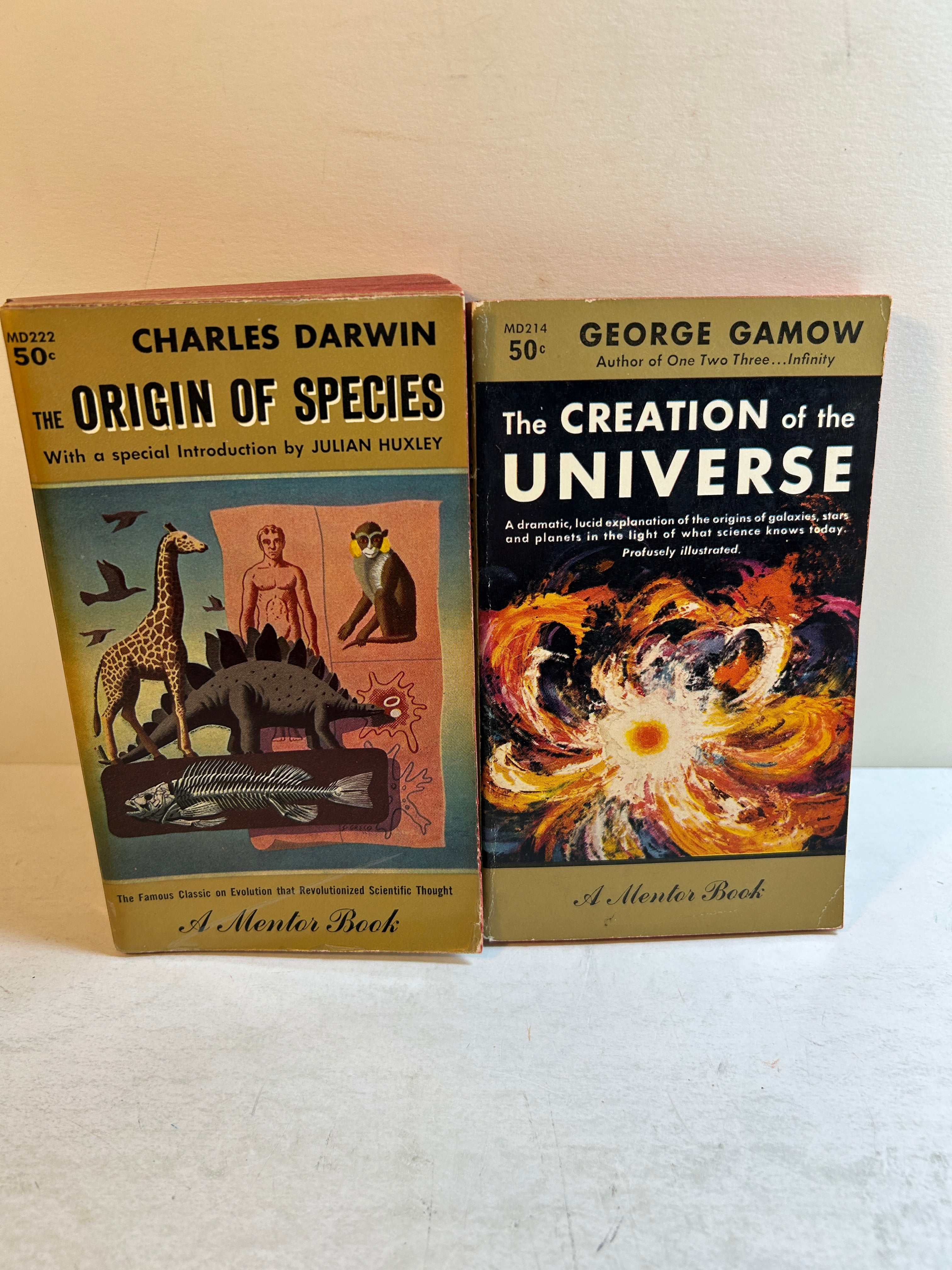 Lot of 2 Mentor Books: Origin of the Species & The Creation of the Universe SC