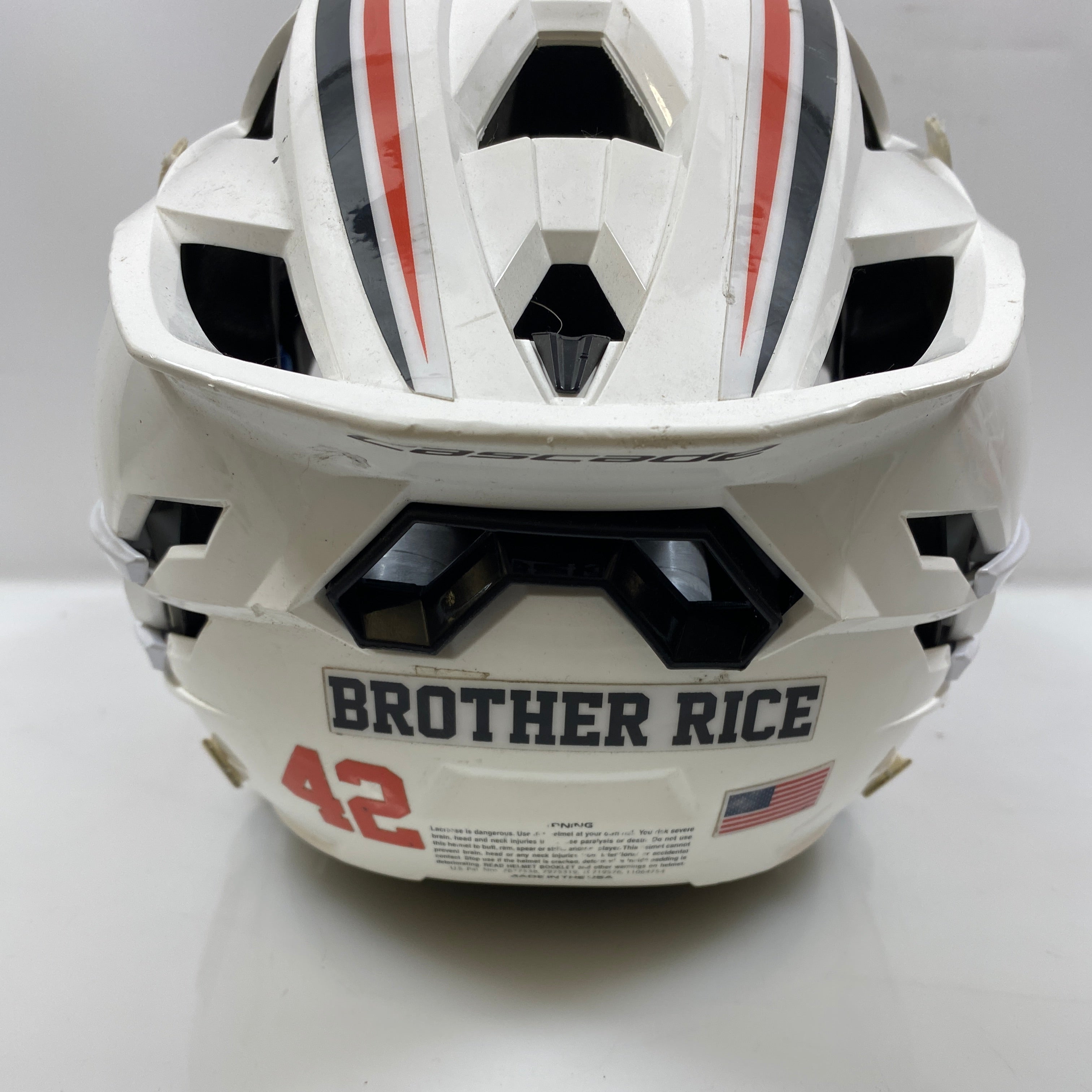 Cascade XRS PRO Lacrosse Helmet w/ Brother Rice Decals (White)