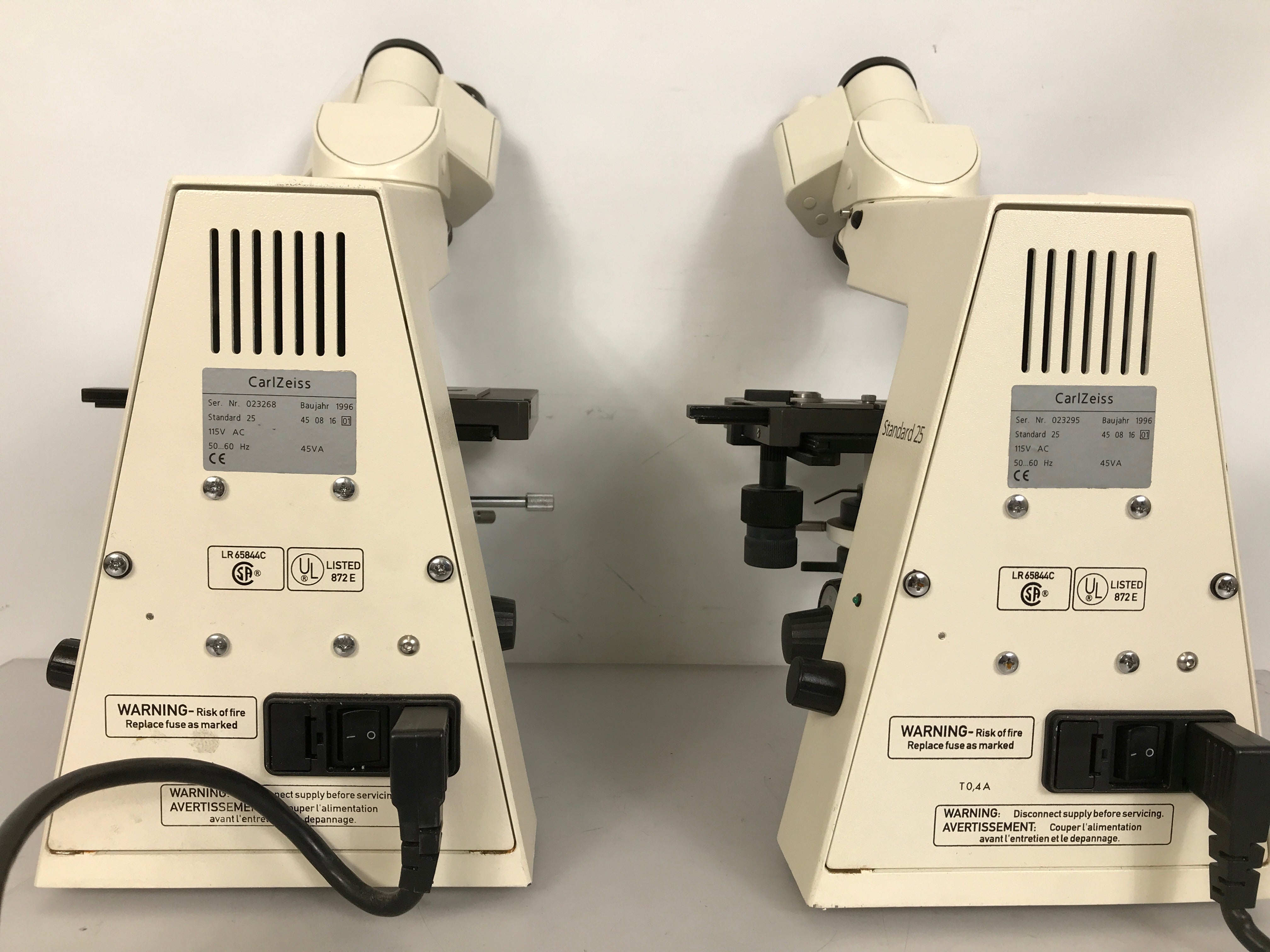 Pair of Carl Zeiss Standard 25 Binocular Microscopes *For Parts or Repair*