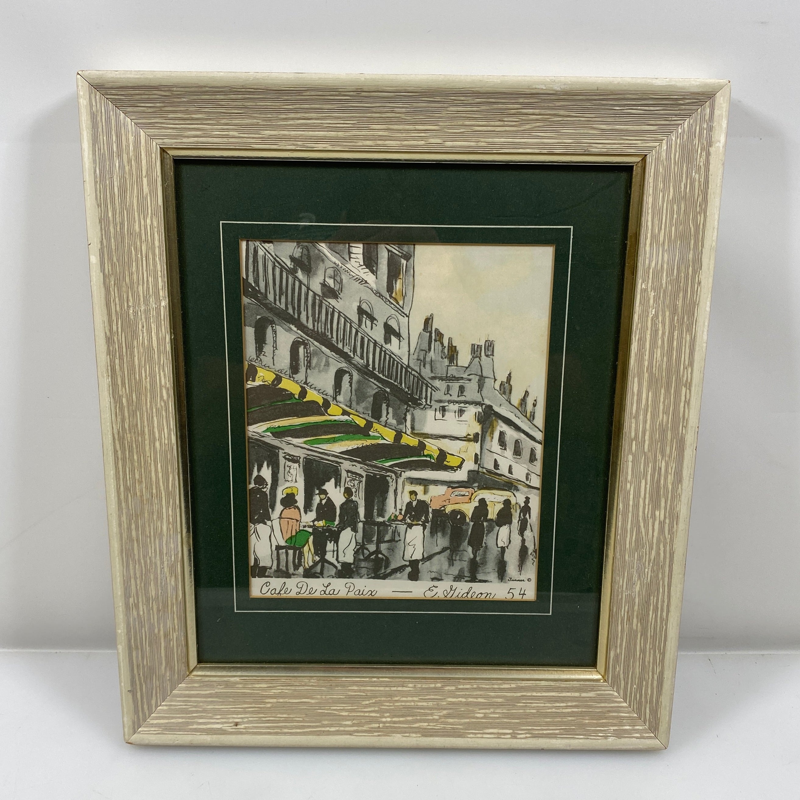 "Cafe De La Paix" Framed Lithograph by E. Gideon