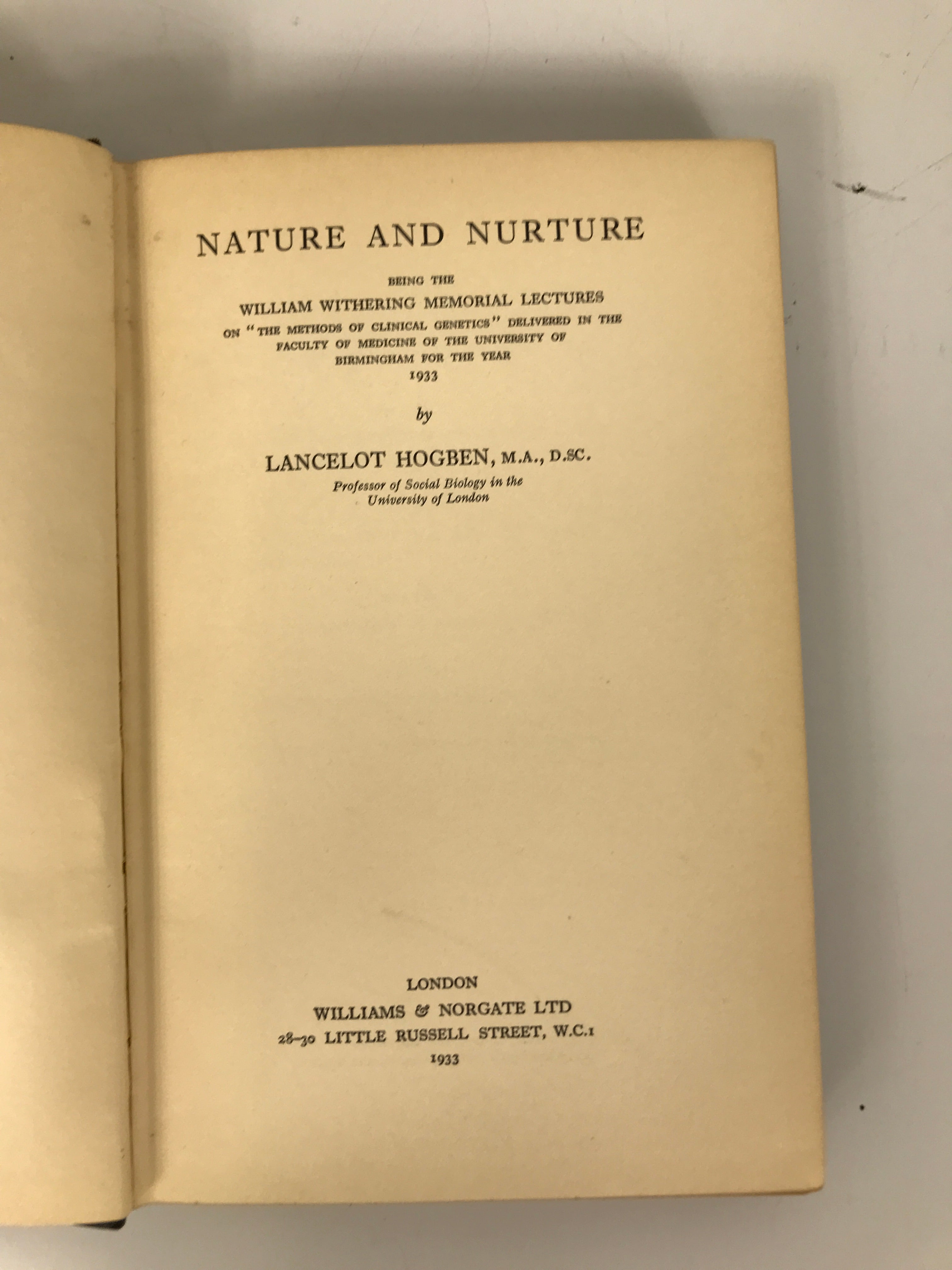 Lot of 2 Hogben Science for the Citizen 1938 and Nature and Nurture 1933 HC