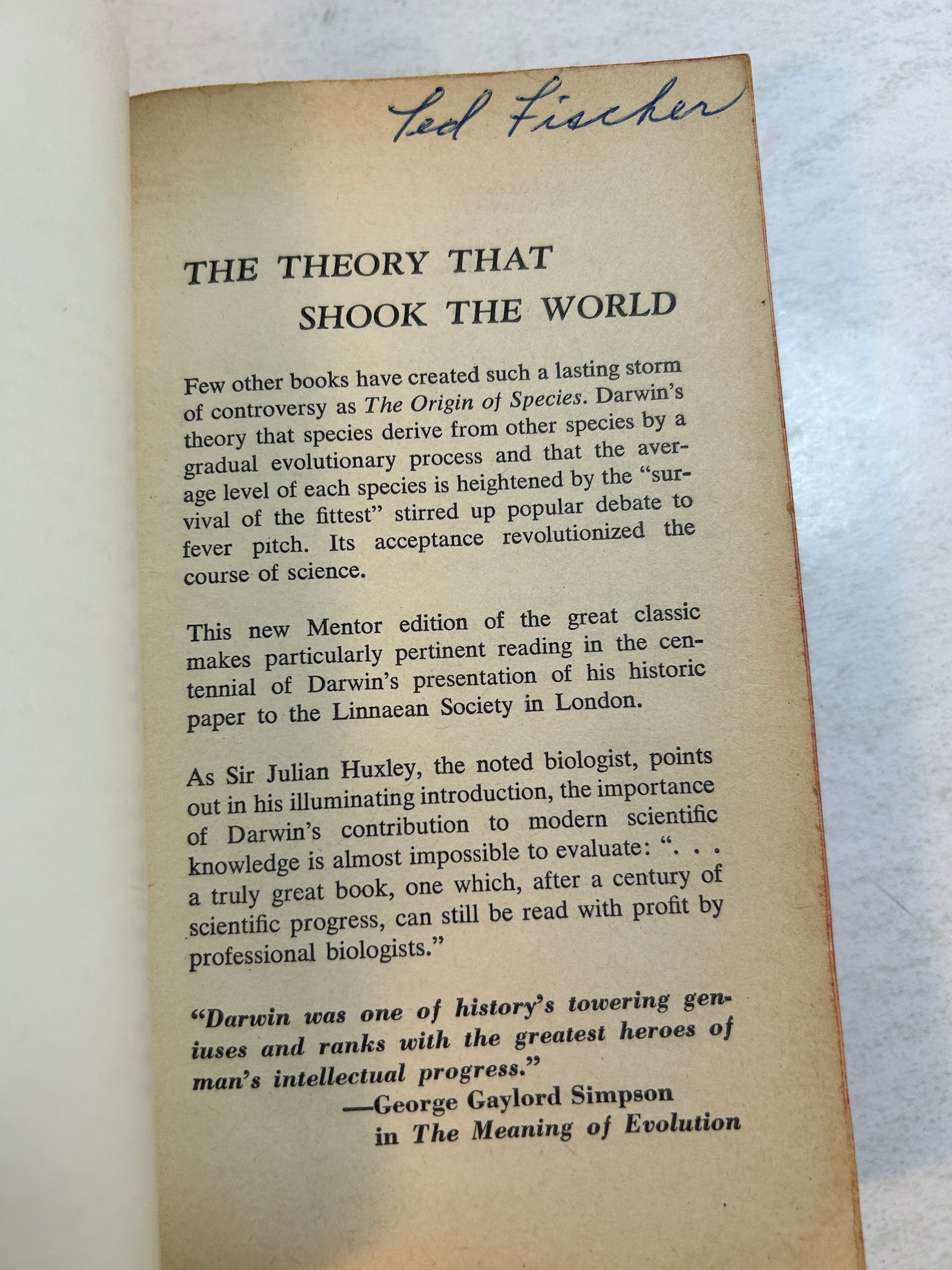 Lot of 2 Mentor Books: Origin of the Species & The Creation of the Universe SC