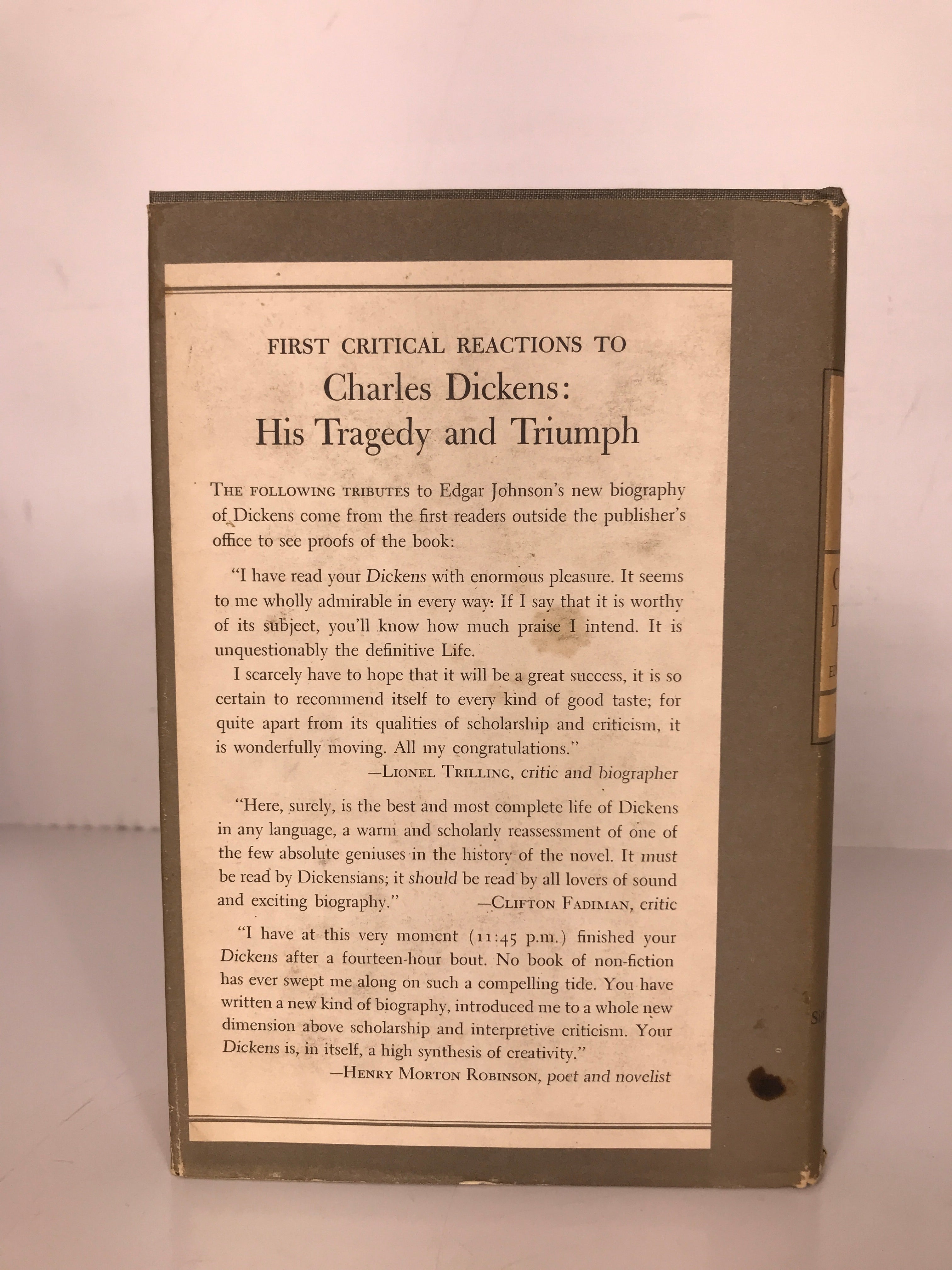 Charles Dickens His Tragedy and Triumph by Edgar Johnson 2 Volume Set 1952 HC DJ