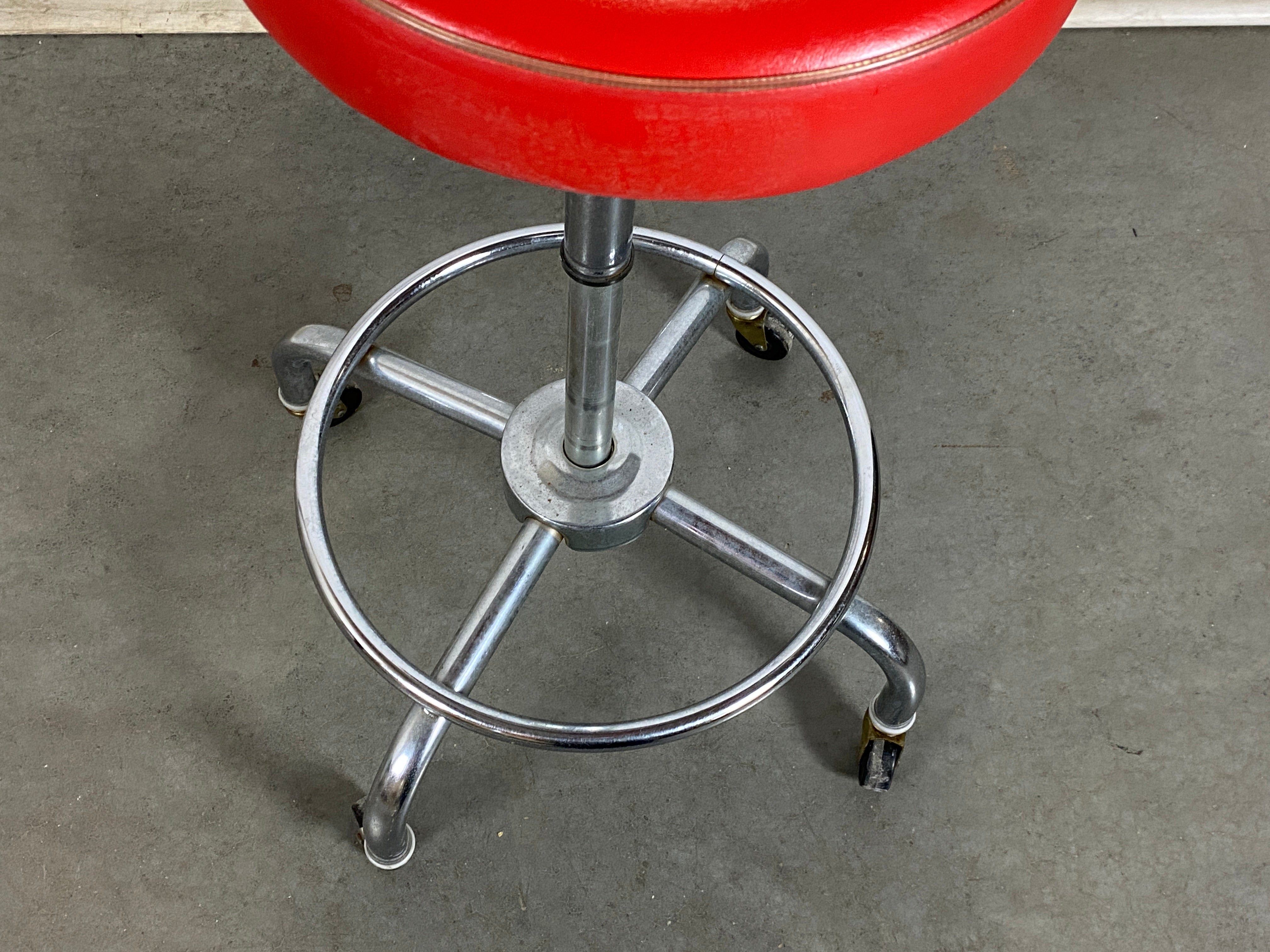 Adjusto Equipment Company Red Upholstered Stool