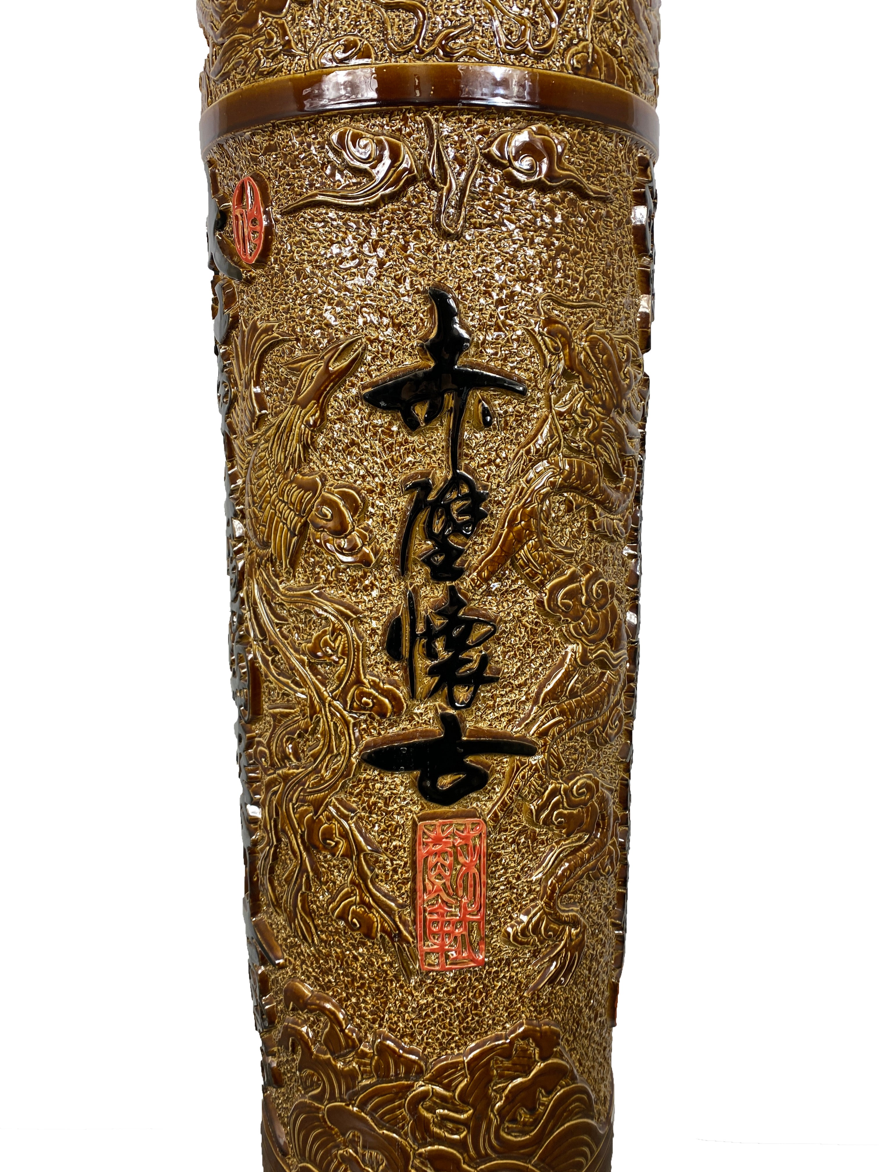 Chinese Baifu Calligraphy Monumental Ceramic Vase 21st Century