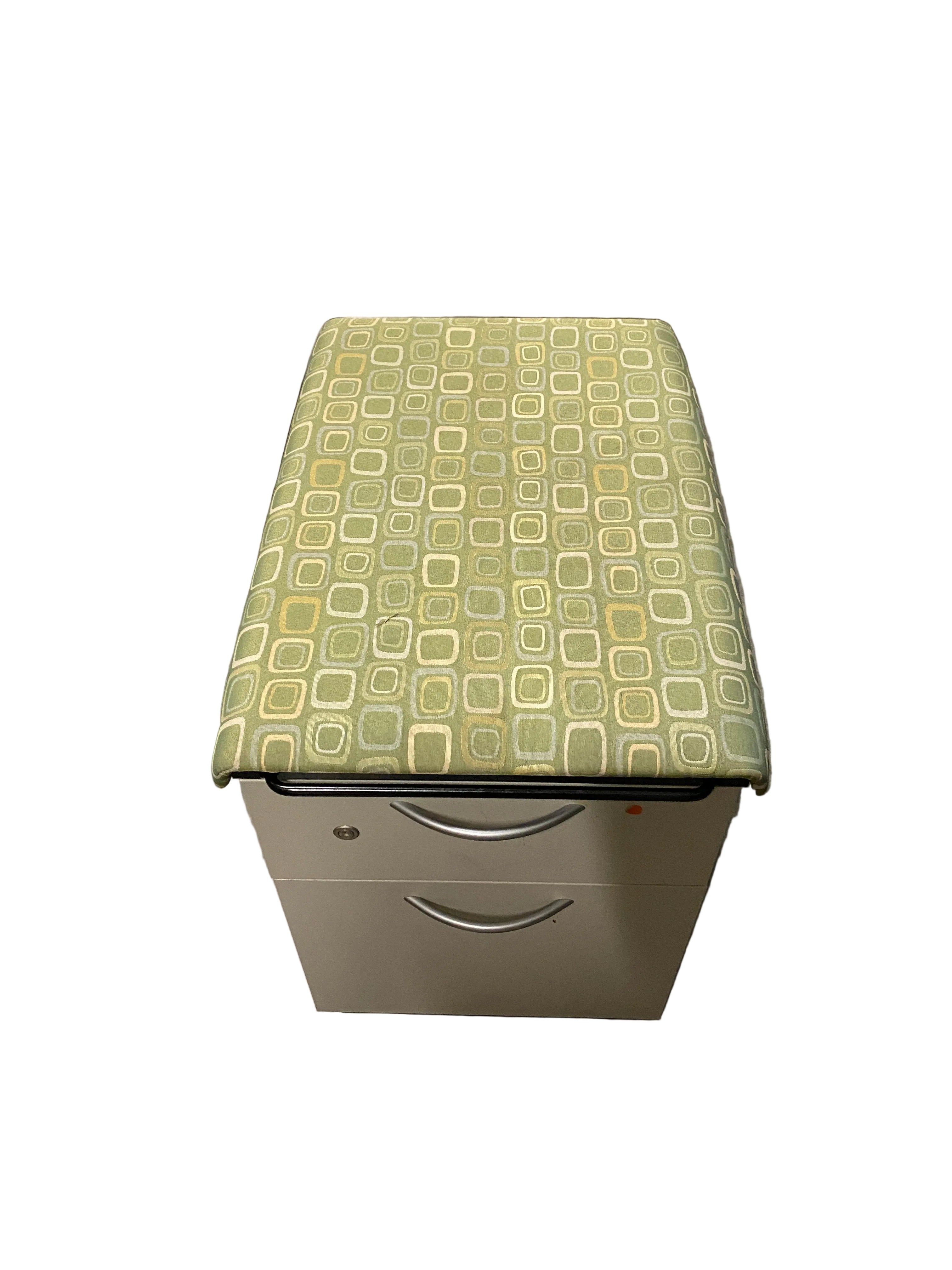 Steelcase Green Cushioned Metal 2 Drawer Small Filing Cabinet On Wheels