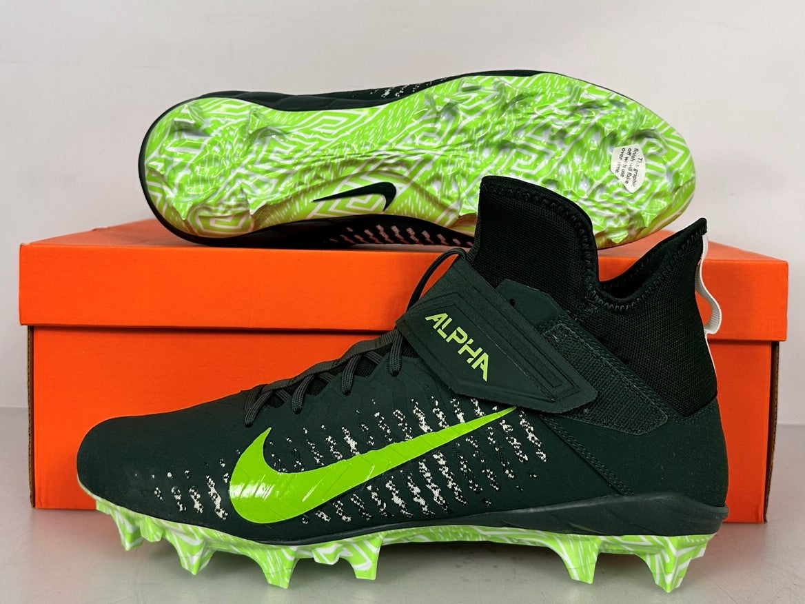 Nike Dark Green Alpha Menace Pro 2 Mid SMU P Football Cleats Men's Size 16