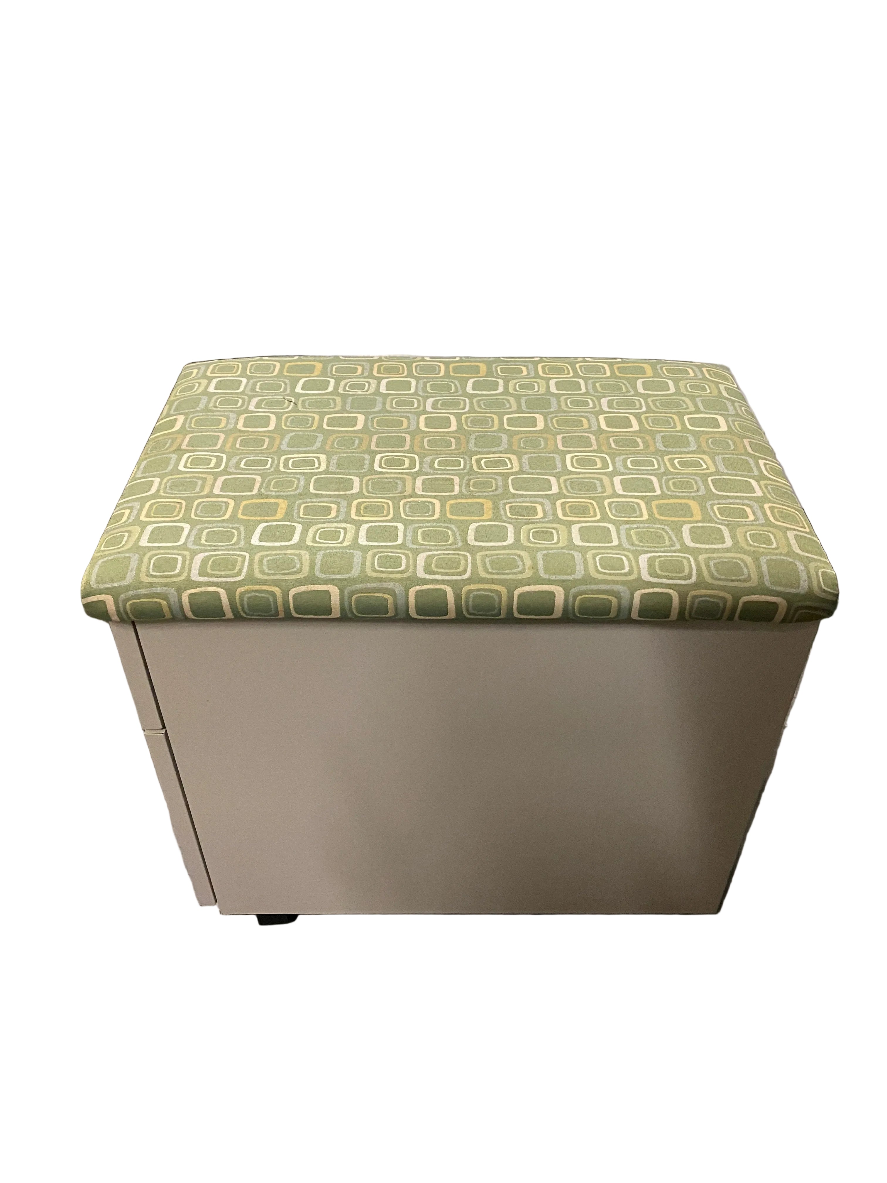 Steelcase Green Cushioned Metal 2 Drawer Small Filing Cabinet On Wheels