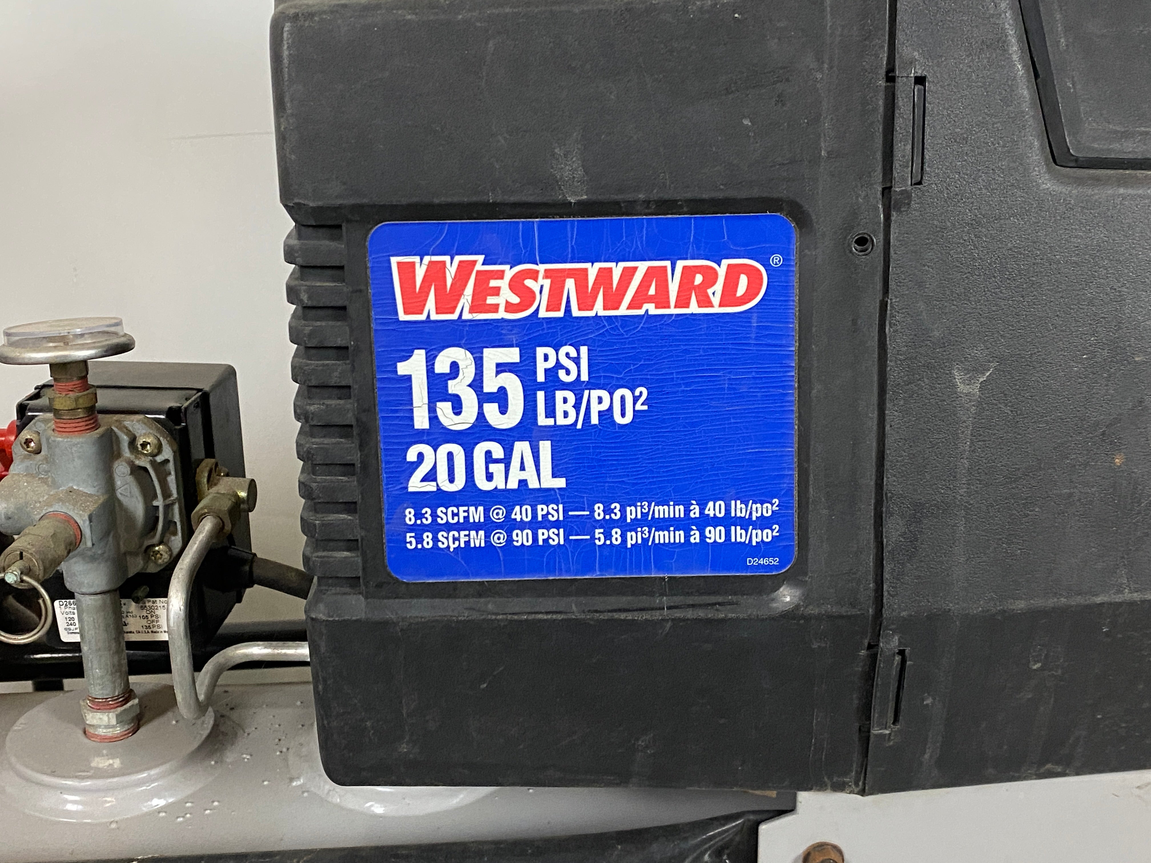 Westward 20 Gallon Air Compressor