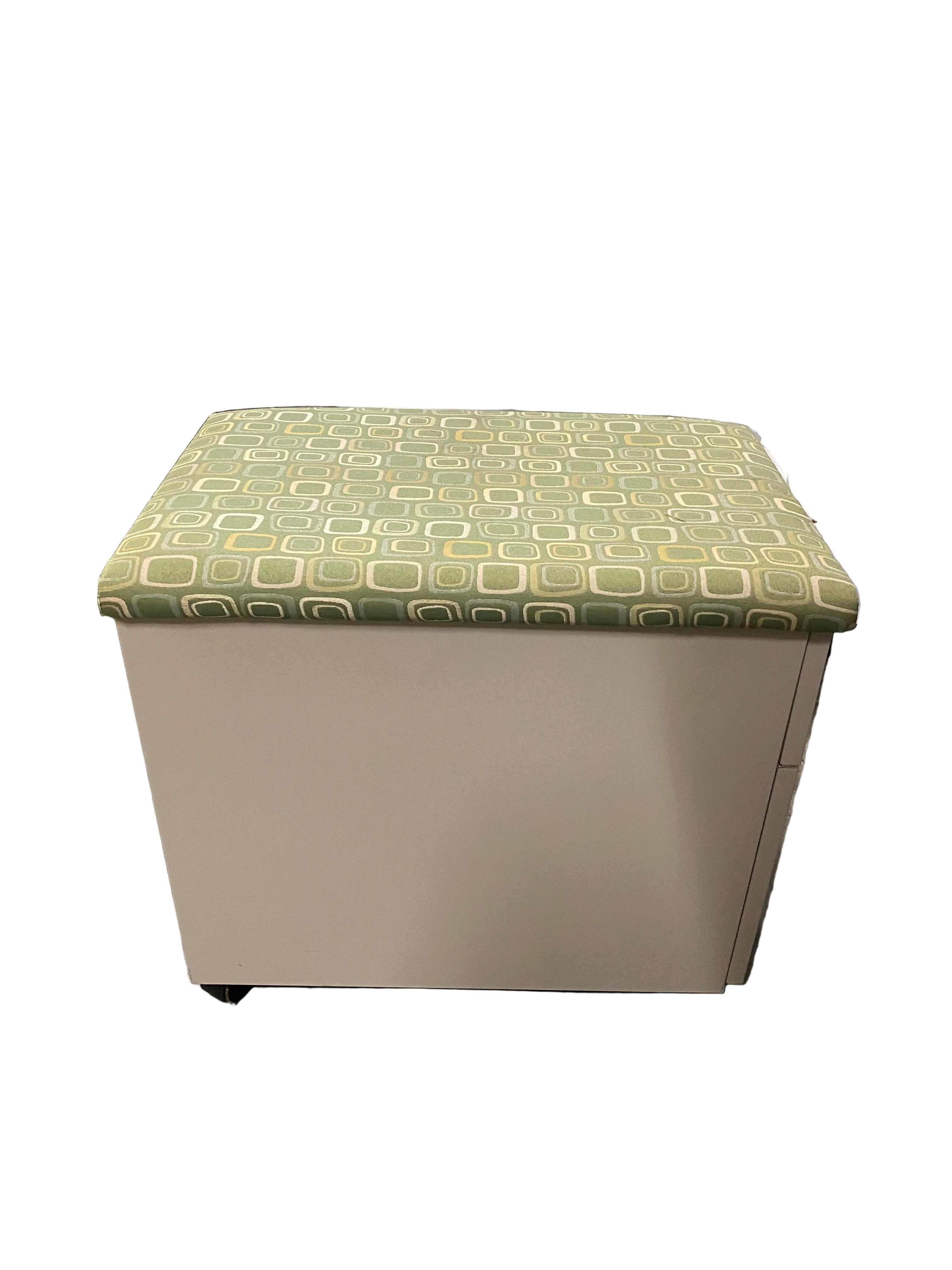 Steelcase Green Cushioned Metal 2 Drawer Small Filing Cabinet On Wheels