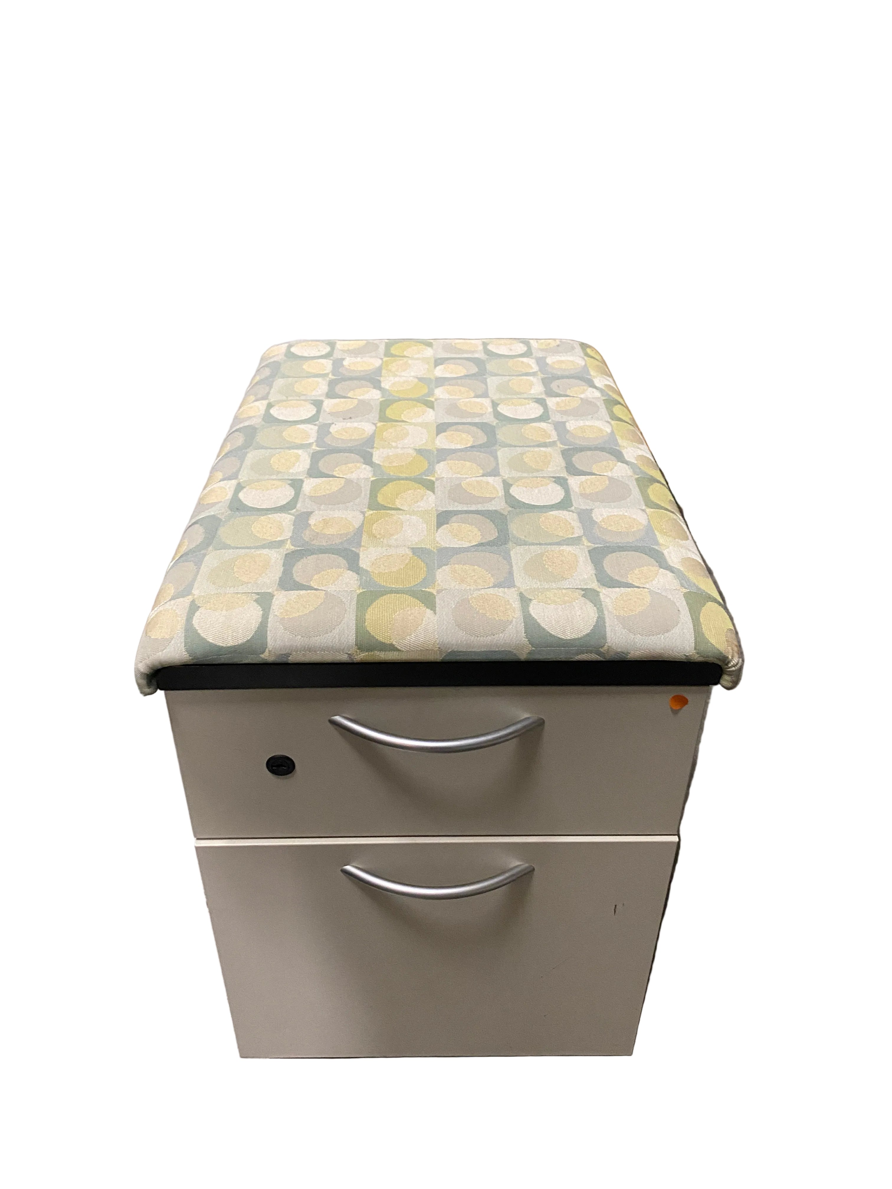 Steelcase Tan Cushioned Metal 2 Drawer Small Filing Cabinet On Wheels