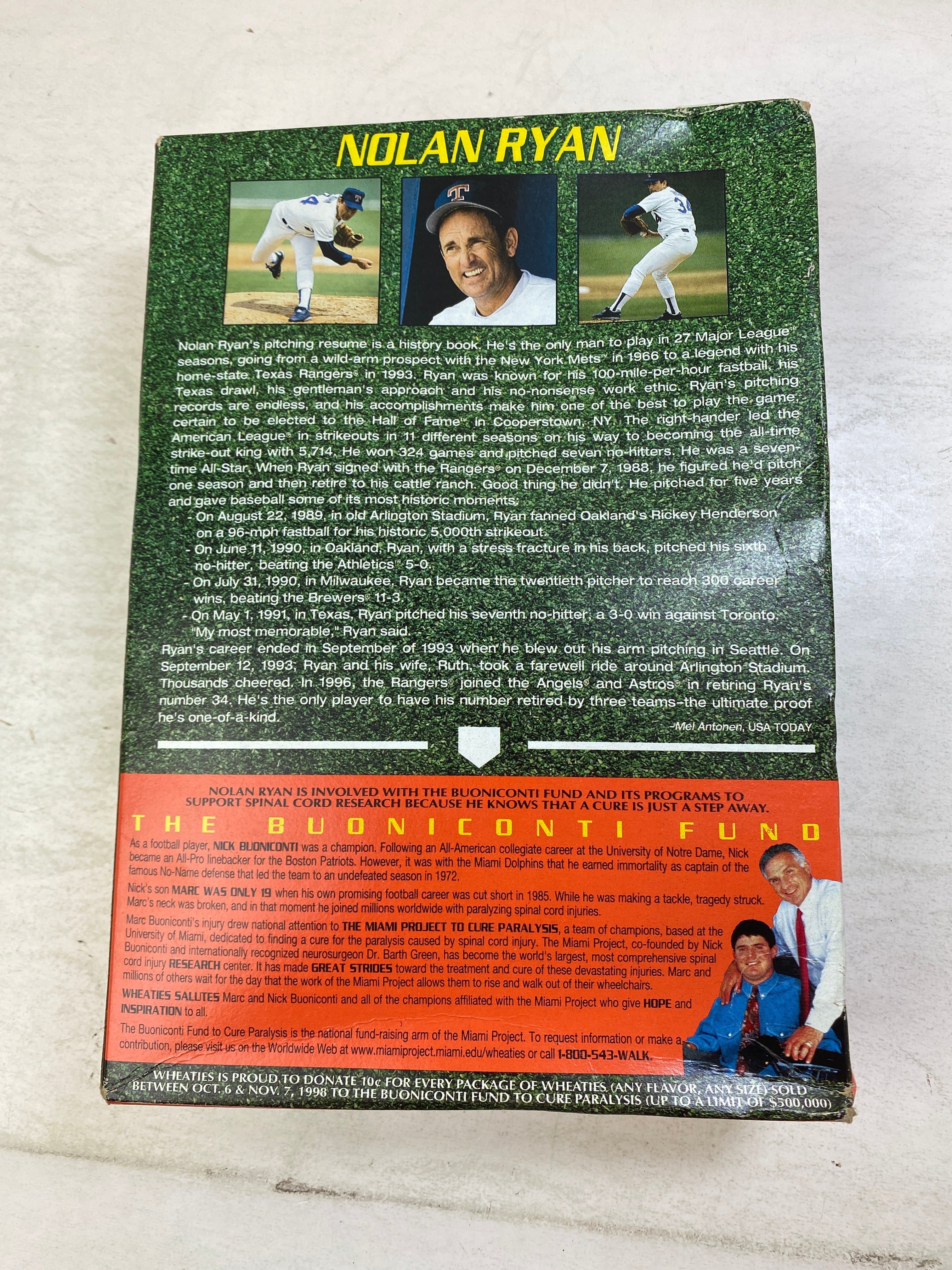 Sealed Wheaties Cereal Nolan Ryan 7th No Hitter 1999