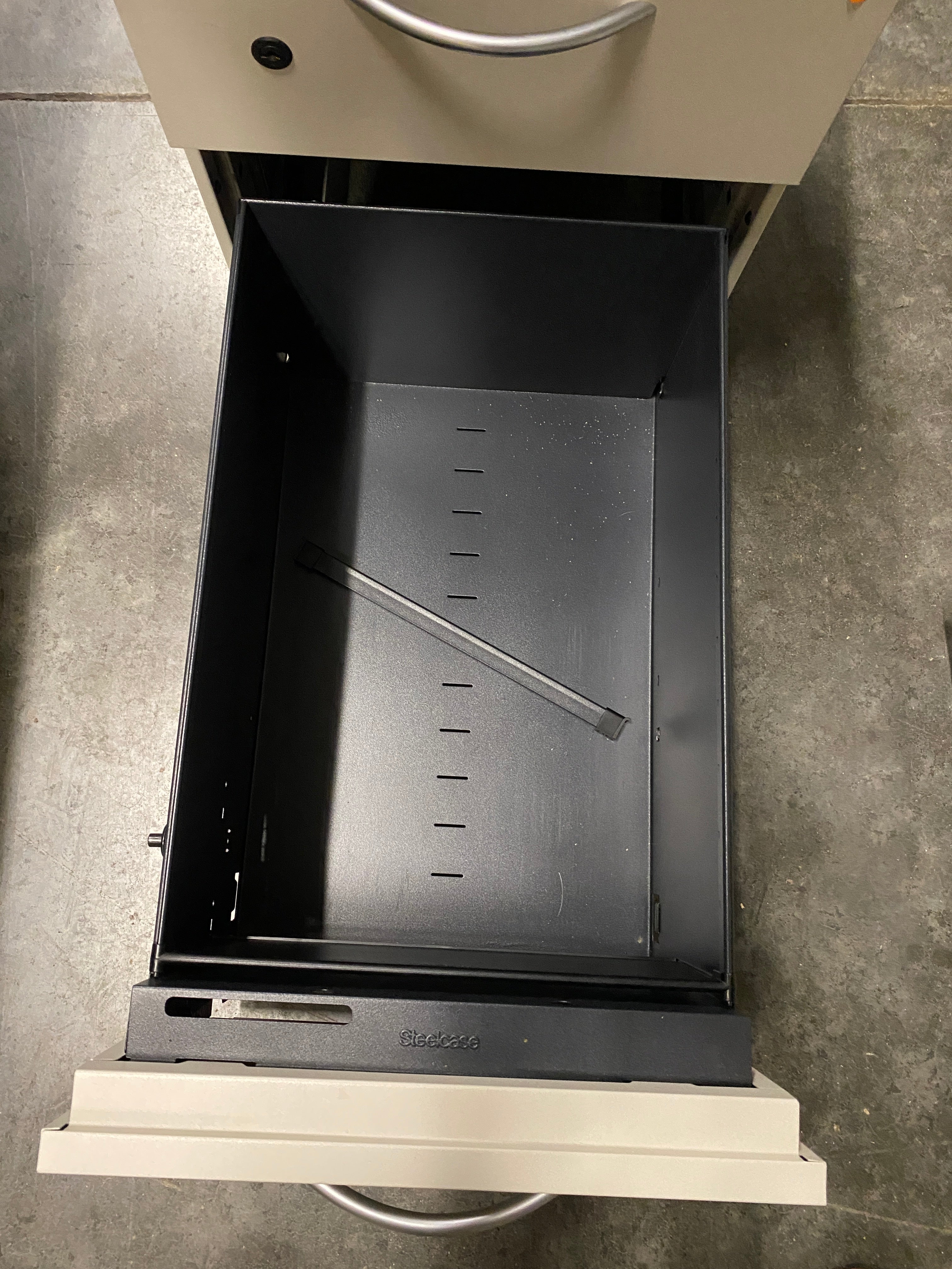 Steelcase Tan Cushioned Metal 2 Drawer Small Filing Cabinet On Wheels
