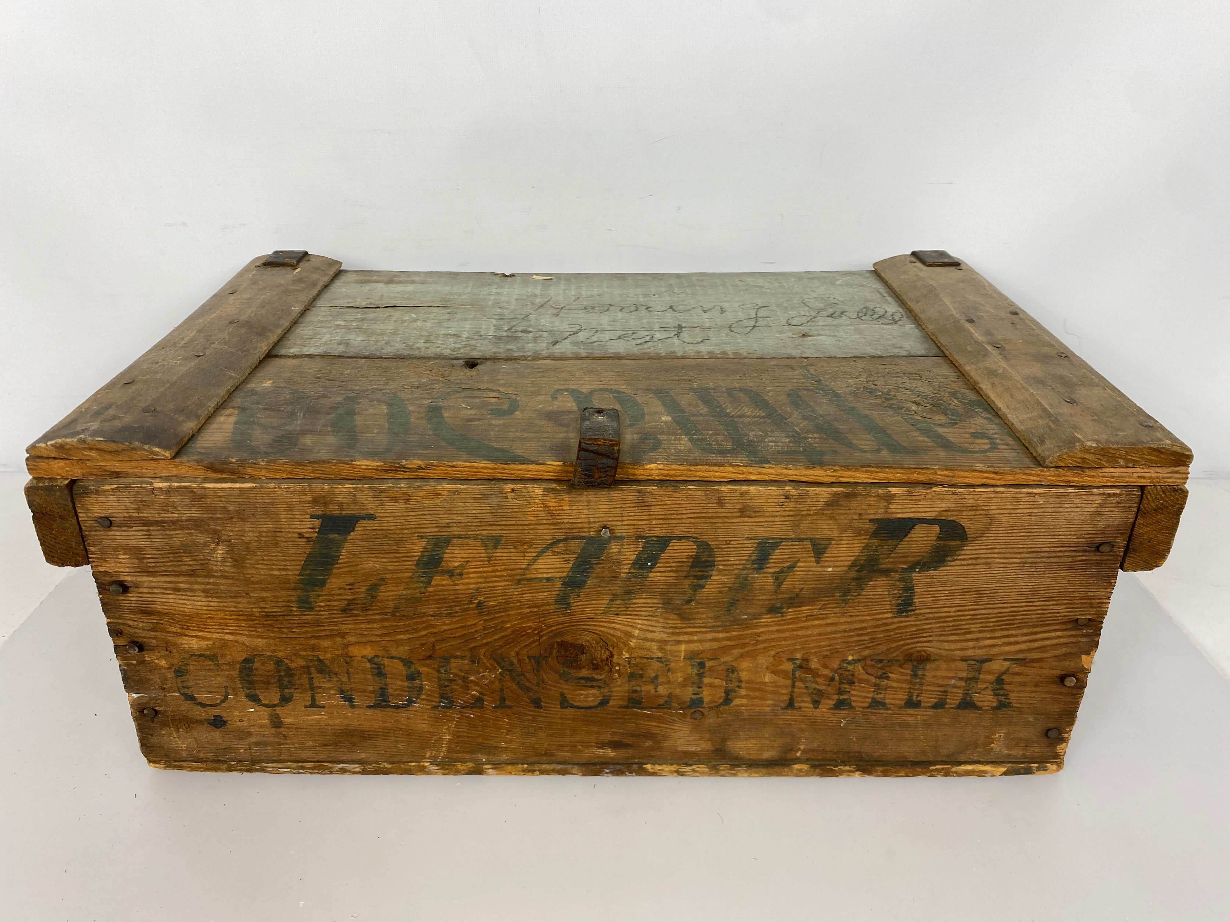 Antique Wooden LEADER BRAND MILK Crate