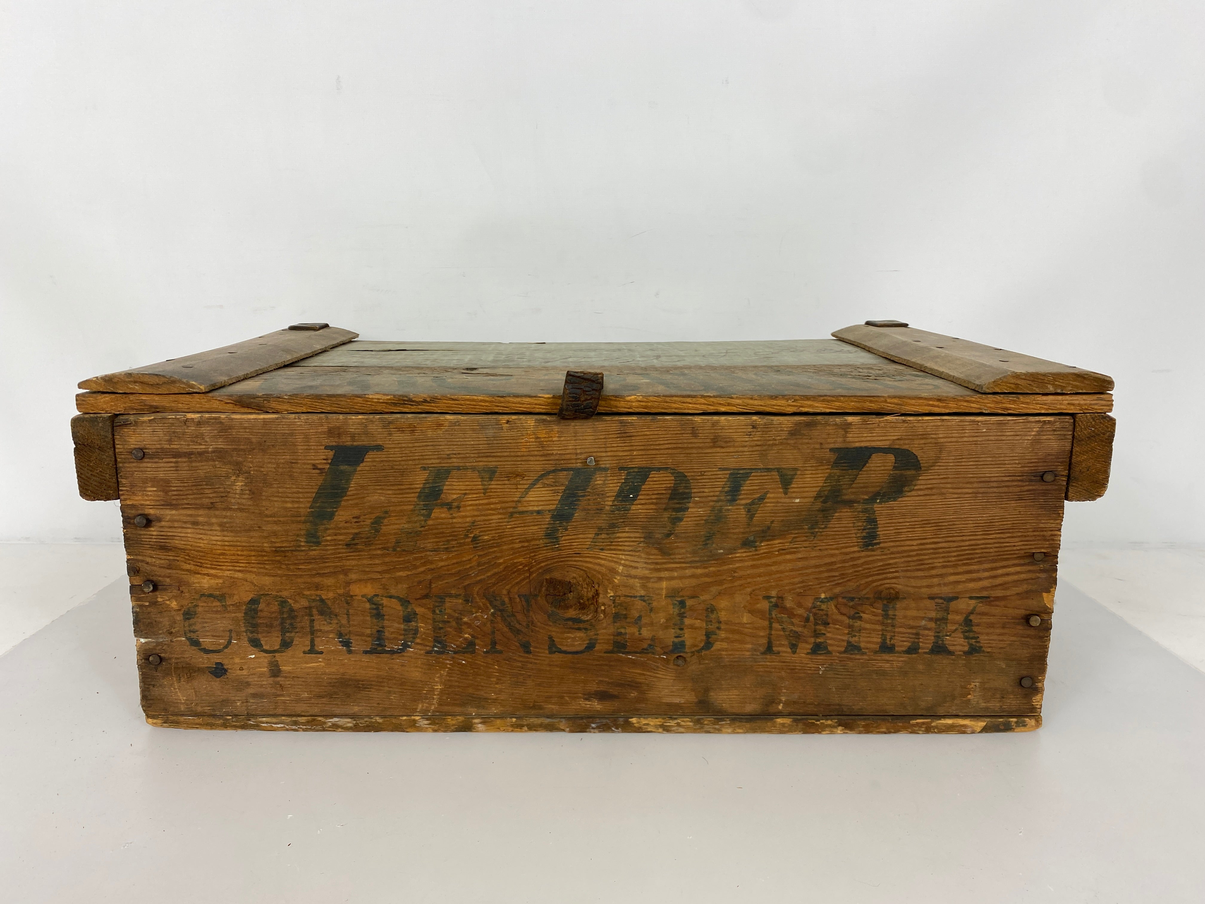 Antique Wooden LEADER BRAND MILK Crate