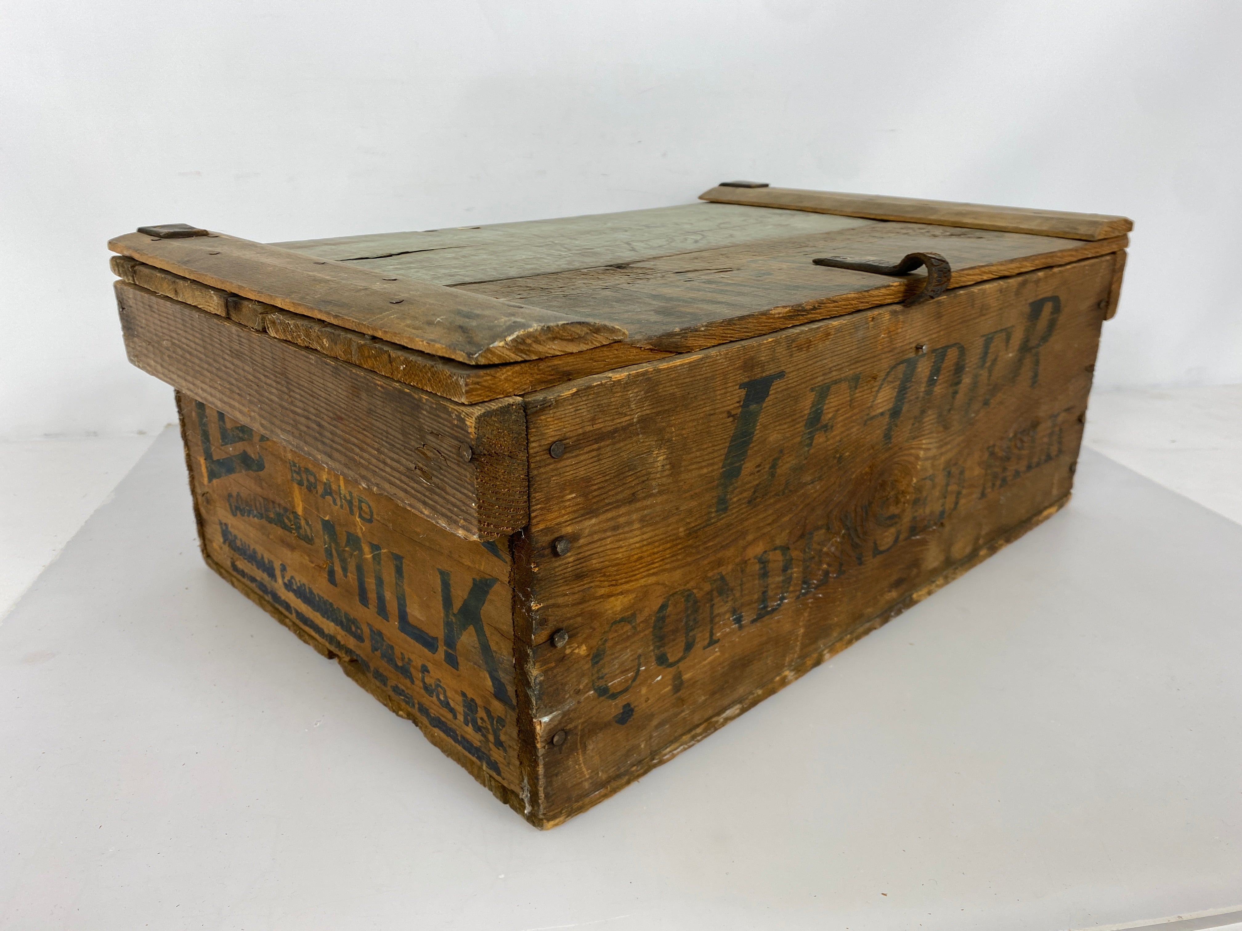 Antique Wooden LEADER BRAND MILK Crate