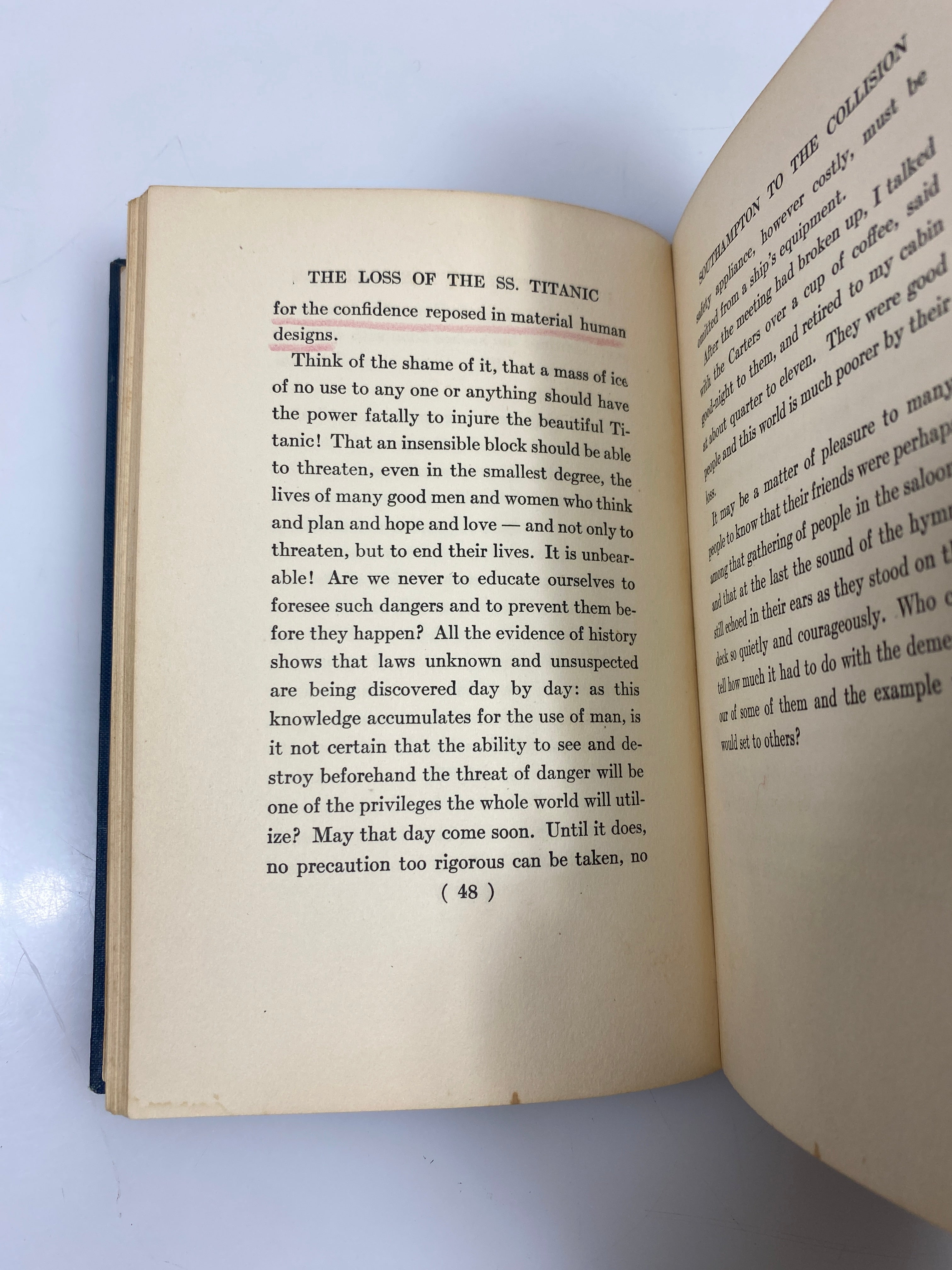 The Loss of the SS. Titanic by Beesley 1912 HC