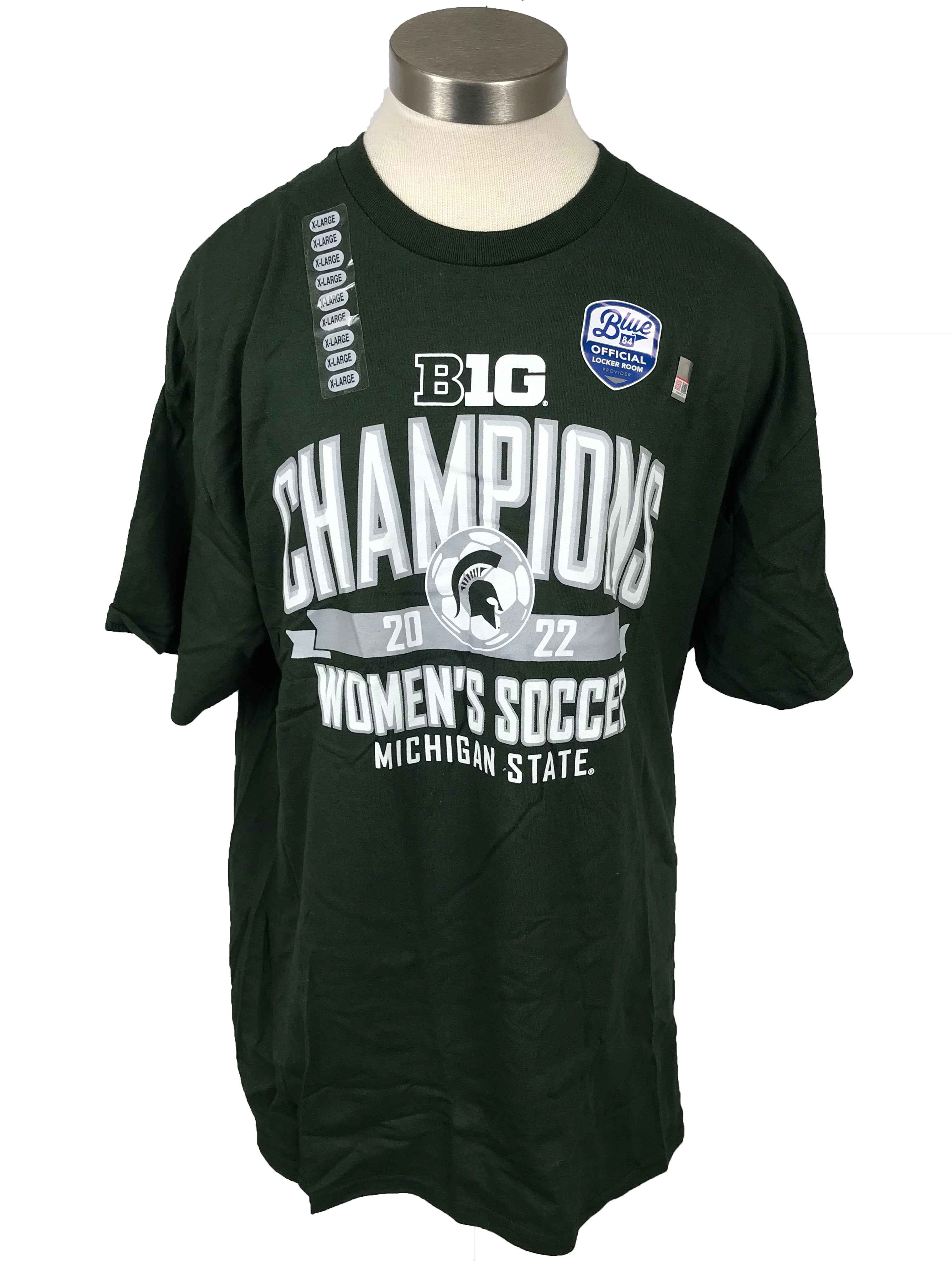 MSU Green Big 10 Women's Soccer Champions T-Shirt Unisex Size 2XL