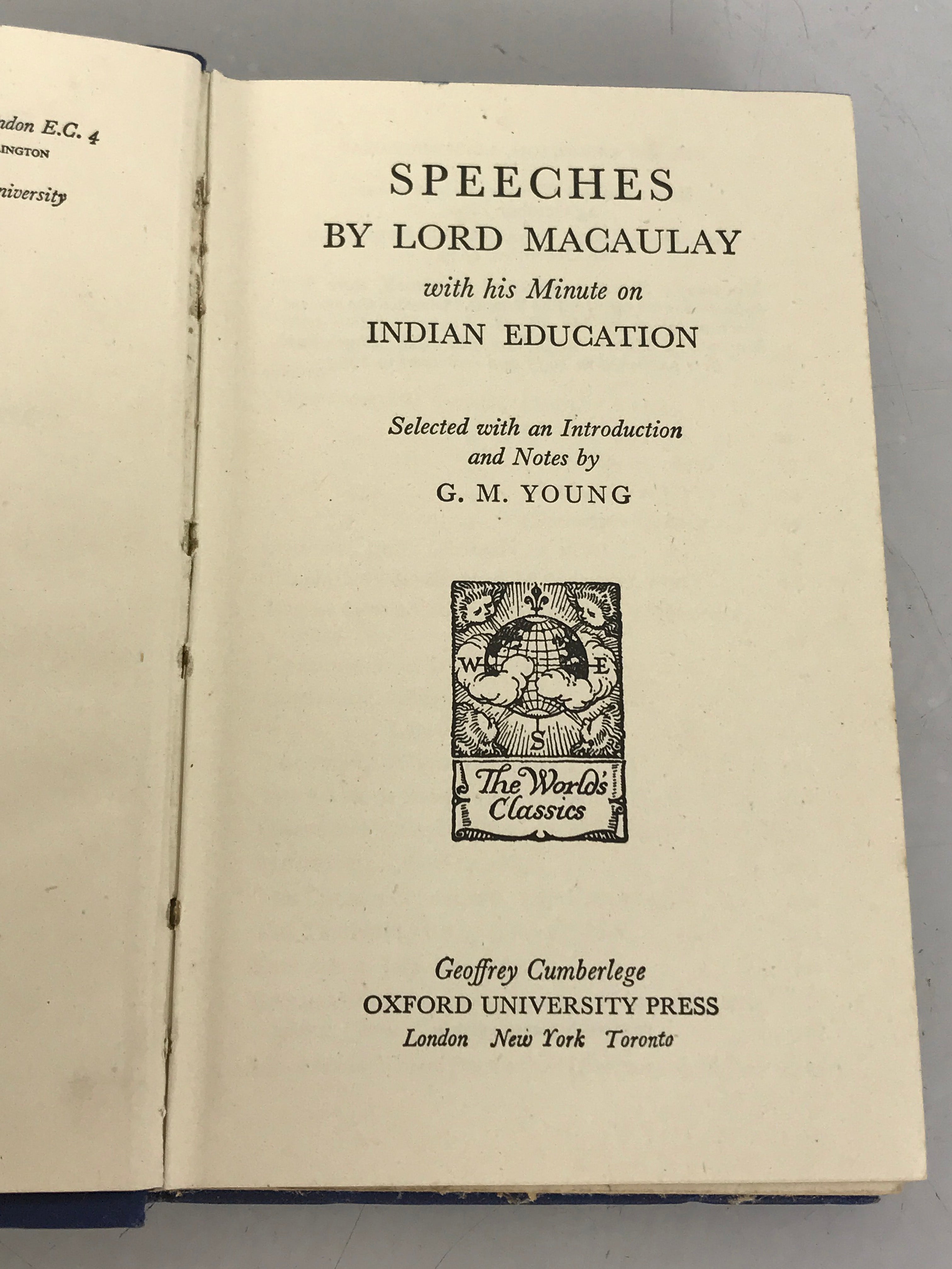 Selected Speeches by Lord Macaulay 1952 HC