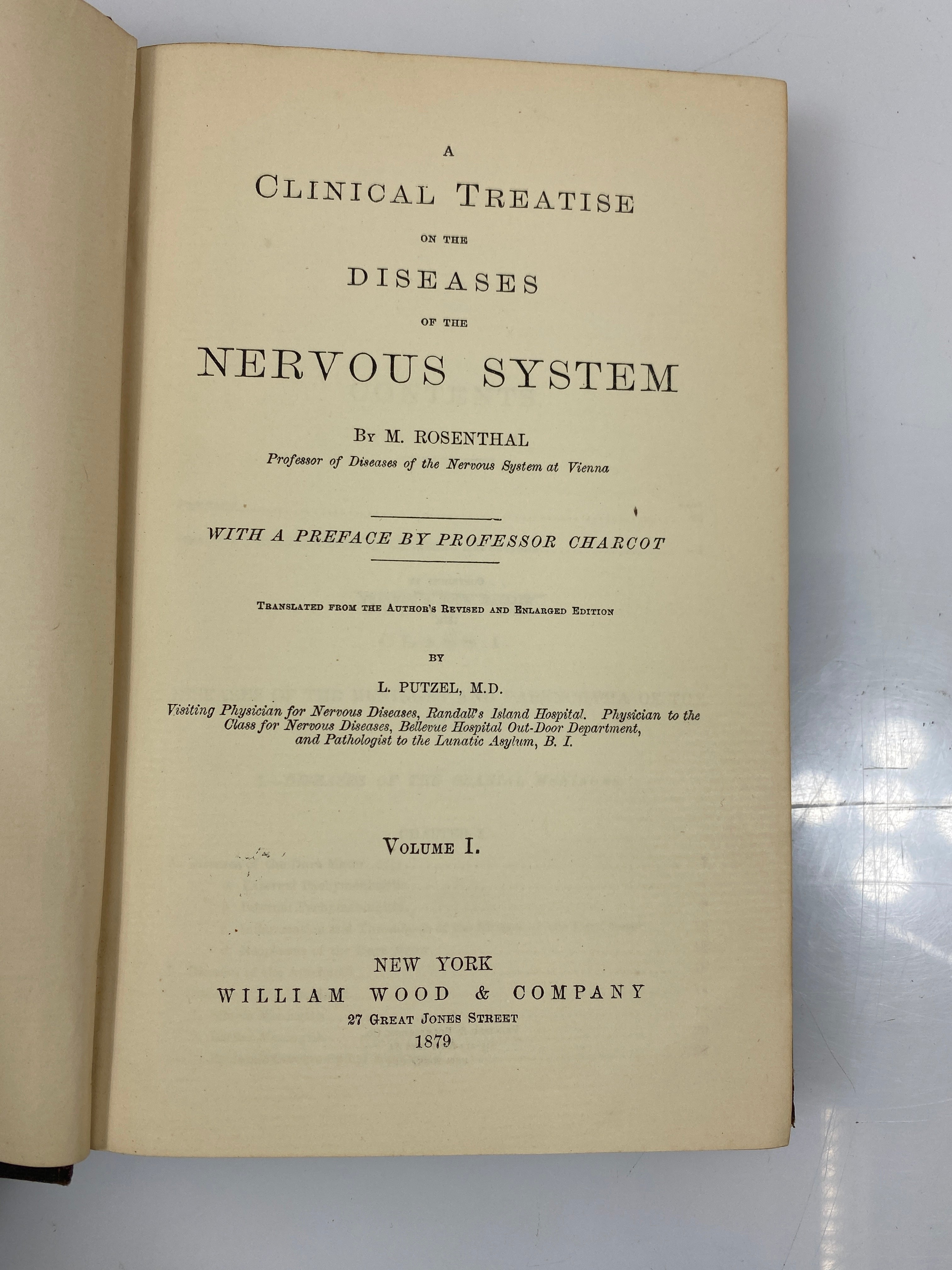 Clinical Treatise on the Diseases of the Nervous System Rosenthal Vol. I 1879 HC