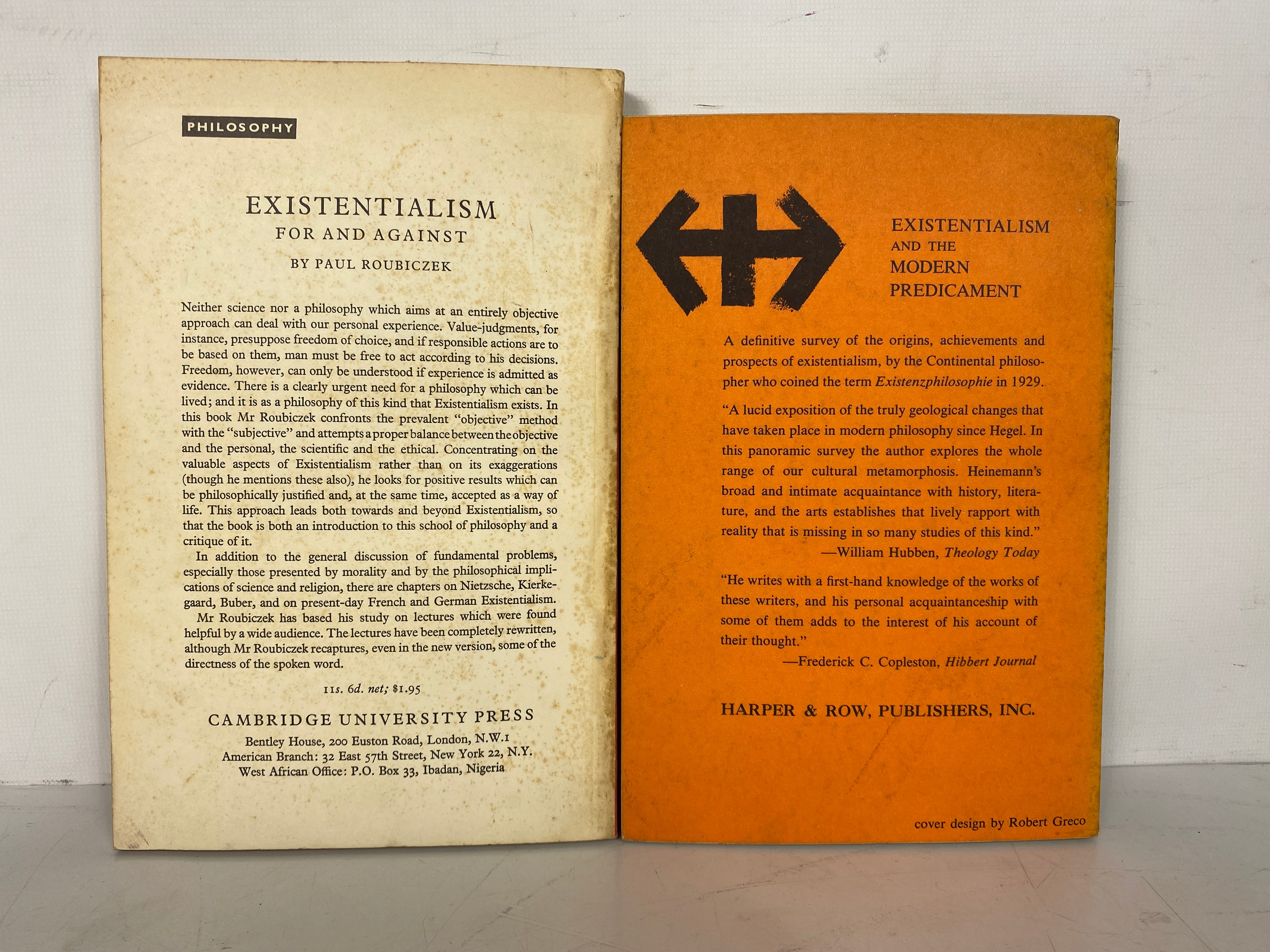 2  Vols: Existentialism For & Against/Existentialism & the Modern Predicament SC