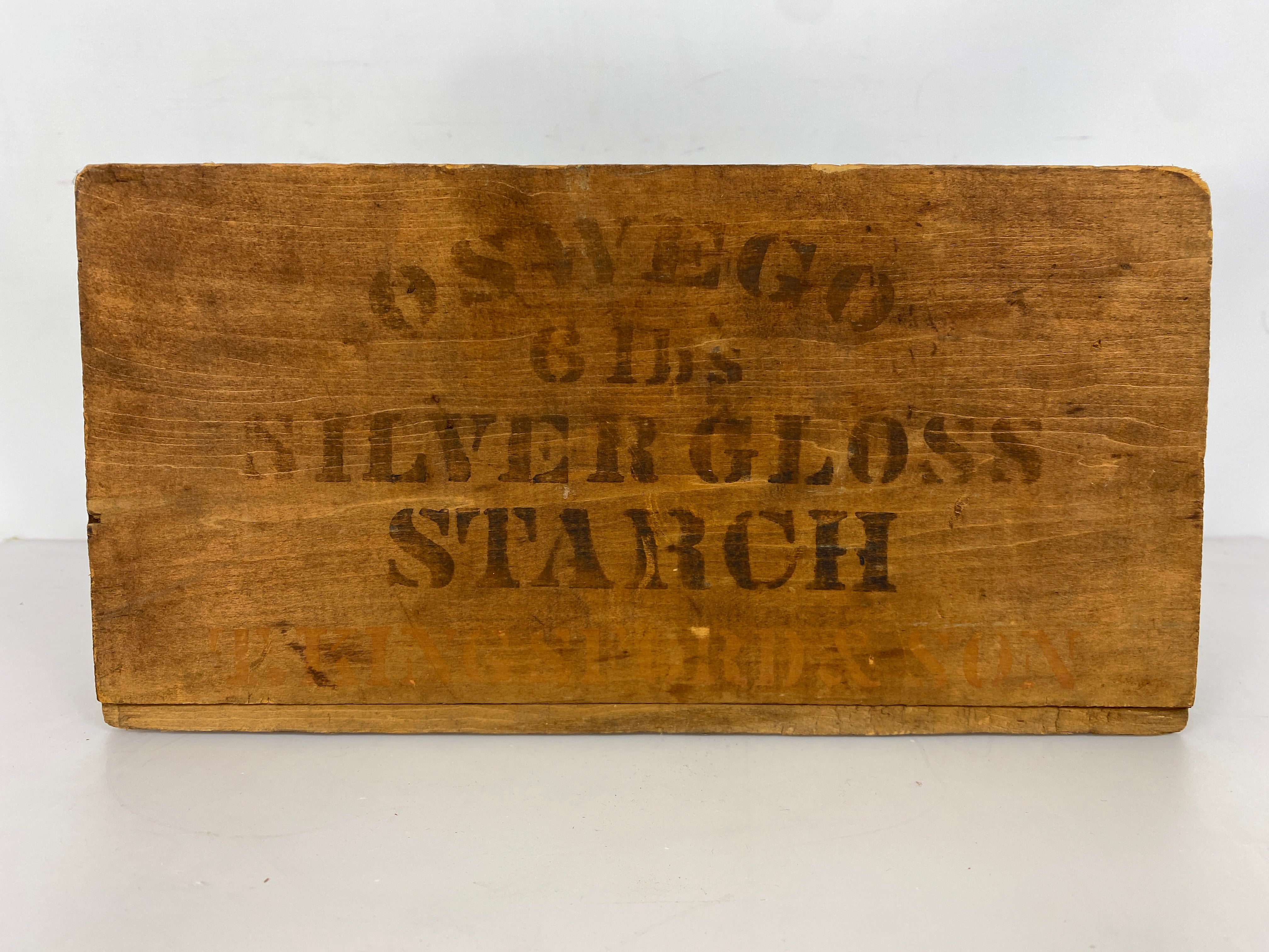 Antique Wooden KINGSFORD'S OSWEGO STARCH 6 LB Box with Paper Label