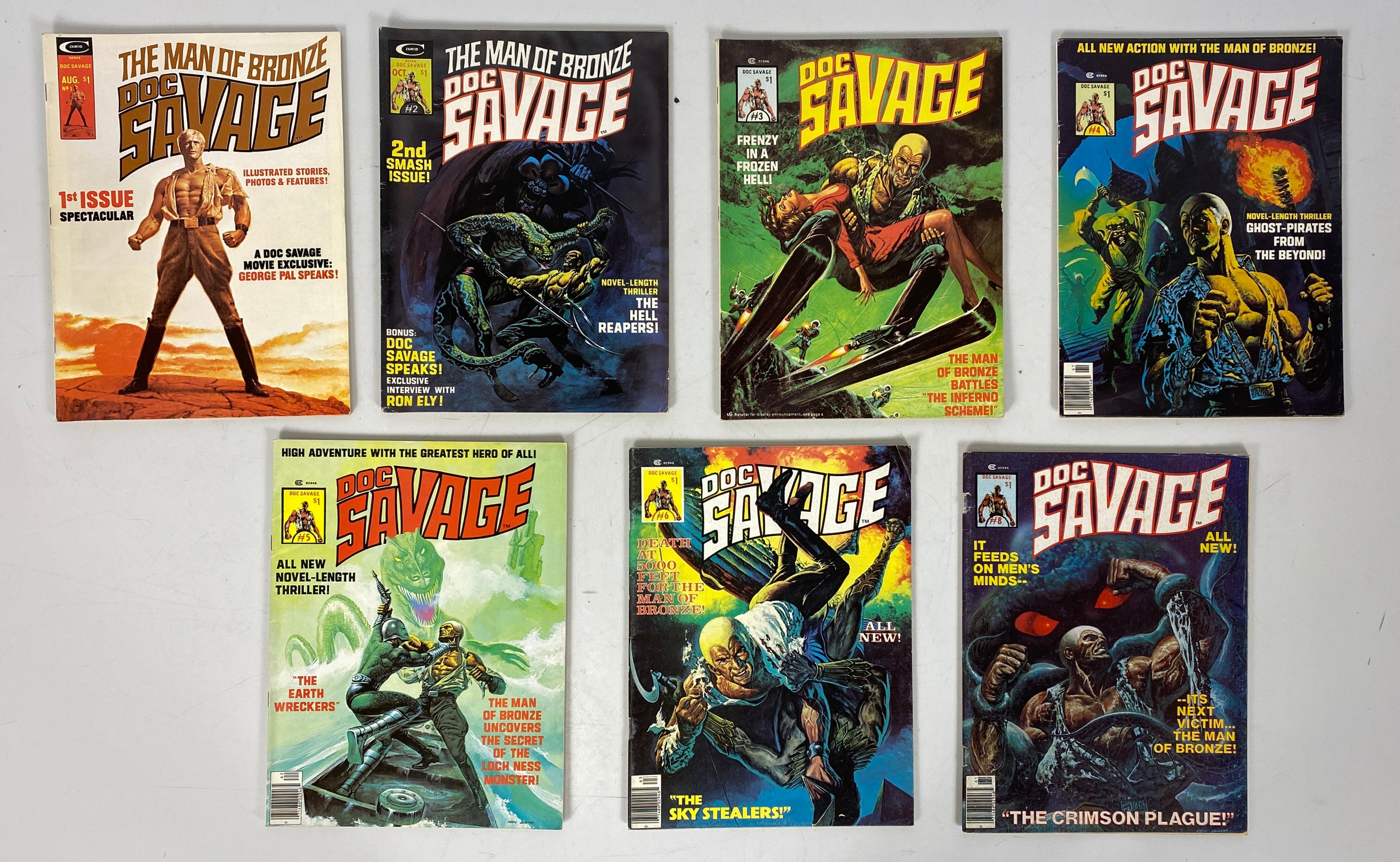 Lot of 7 Doc Savage The Man of Bronze  #1-6, 8