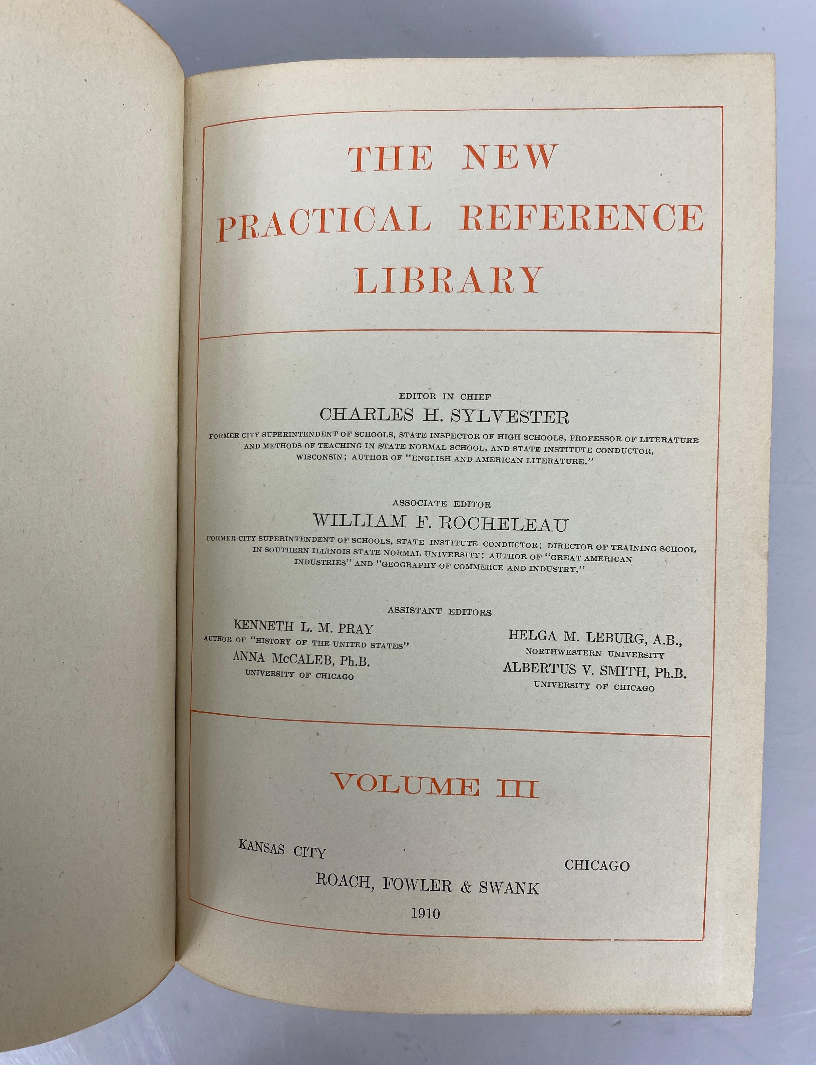 2 Vols: The New Practical Reference Library (III & IV) 1910 Antique HC