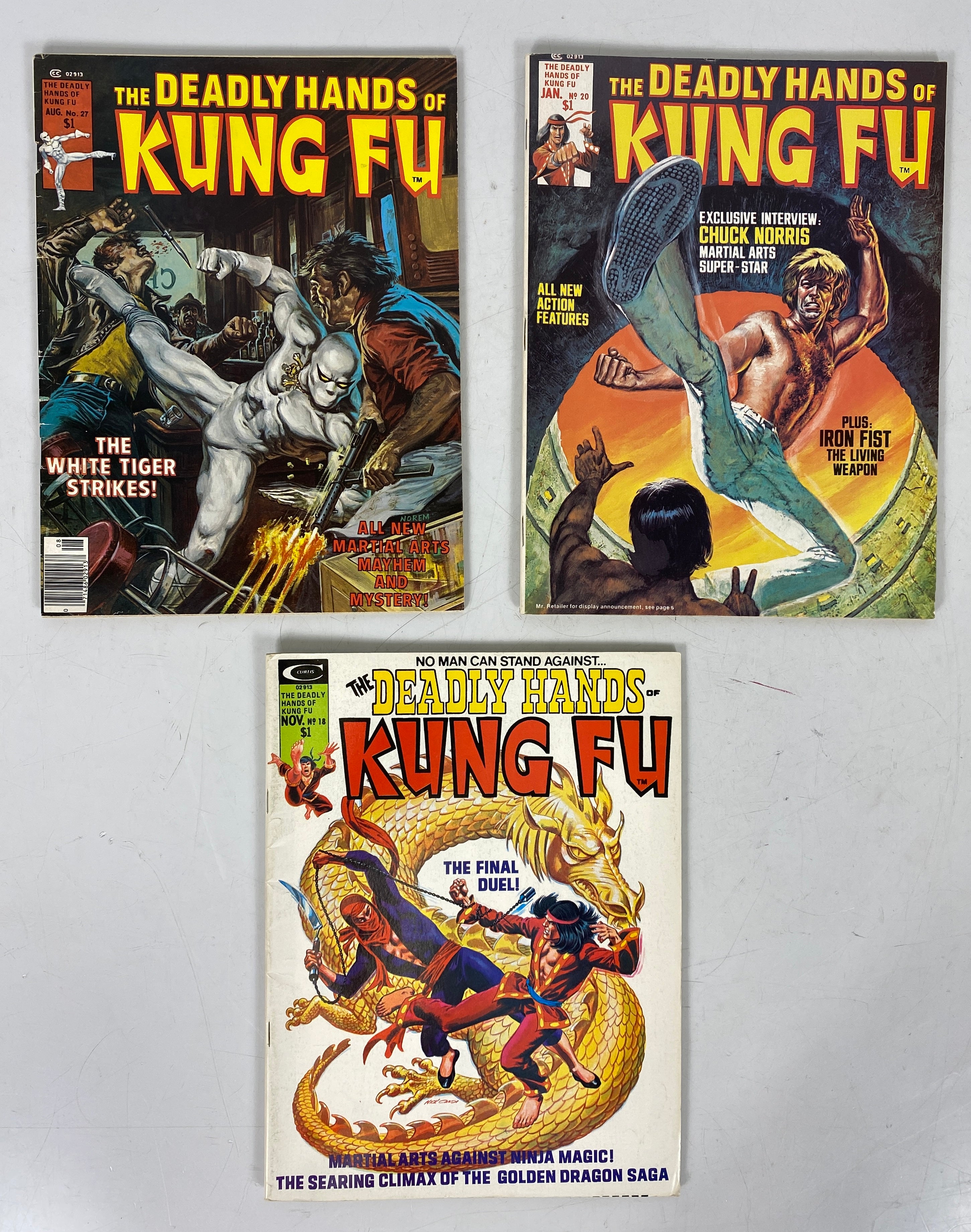 Lot of 3 The Deadly Hands of Kung Fu #18, 20, 27