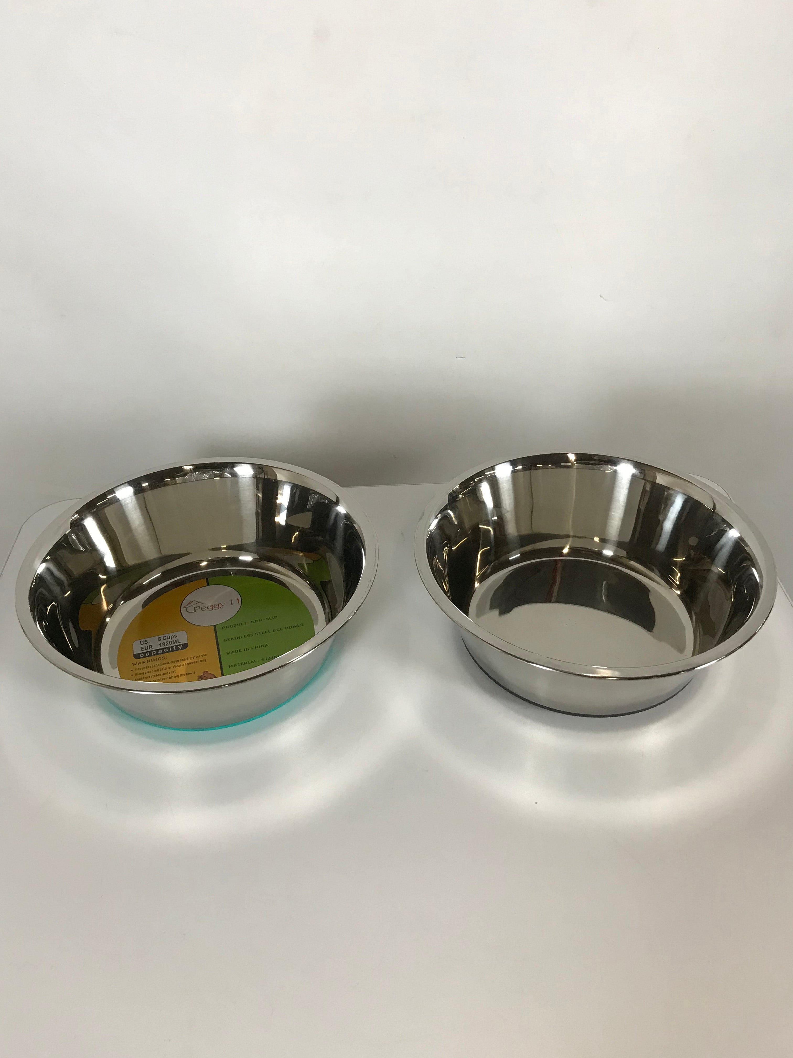 Set of 2 Peggy11 Non-slip Stainless Steel Dog Bowls