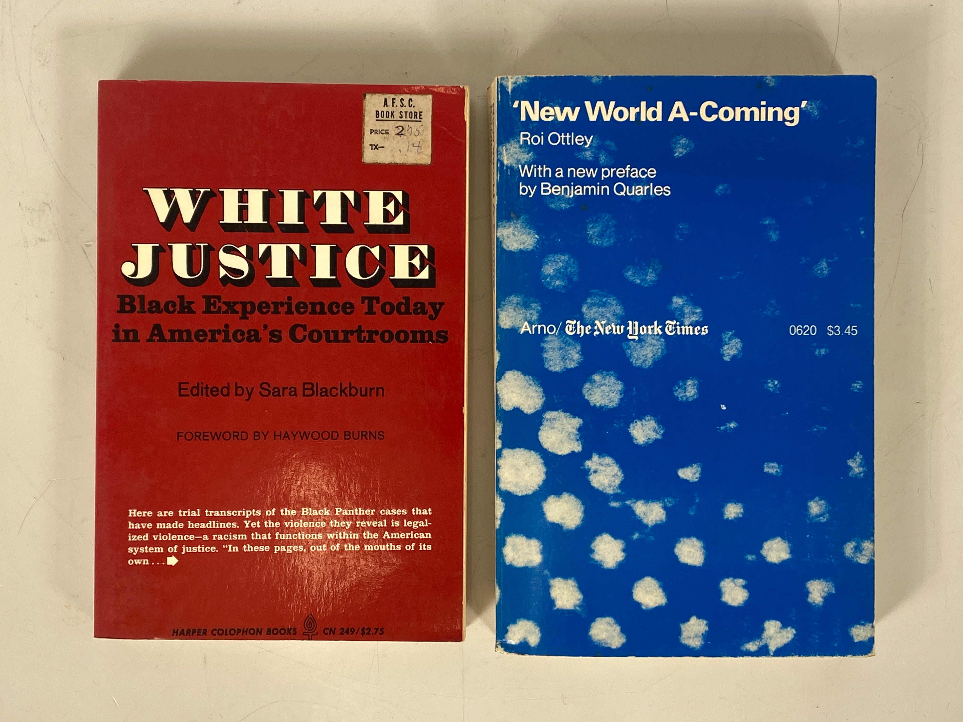 2 Vols: White Justice (Blackburn)/New World A-Coming (Ottley) 1968-71 SC