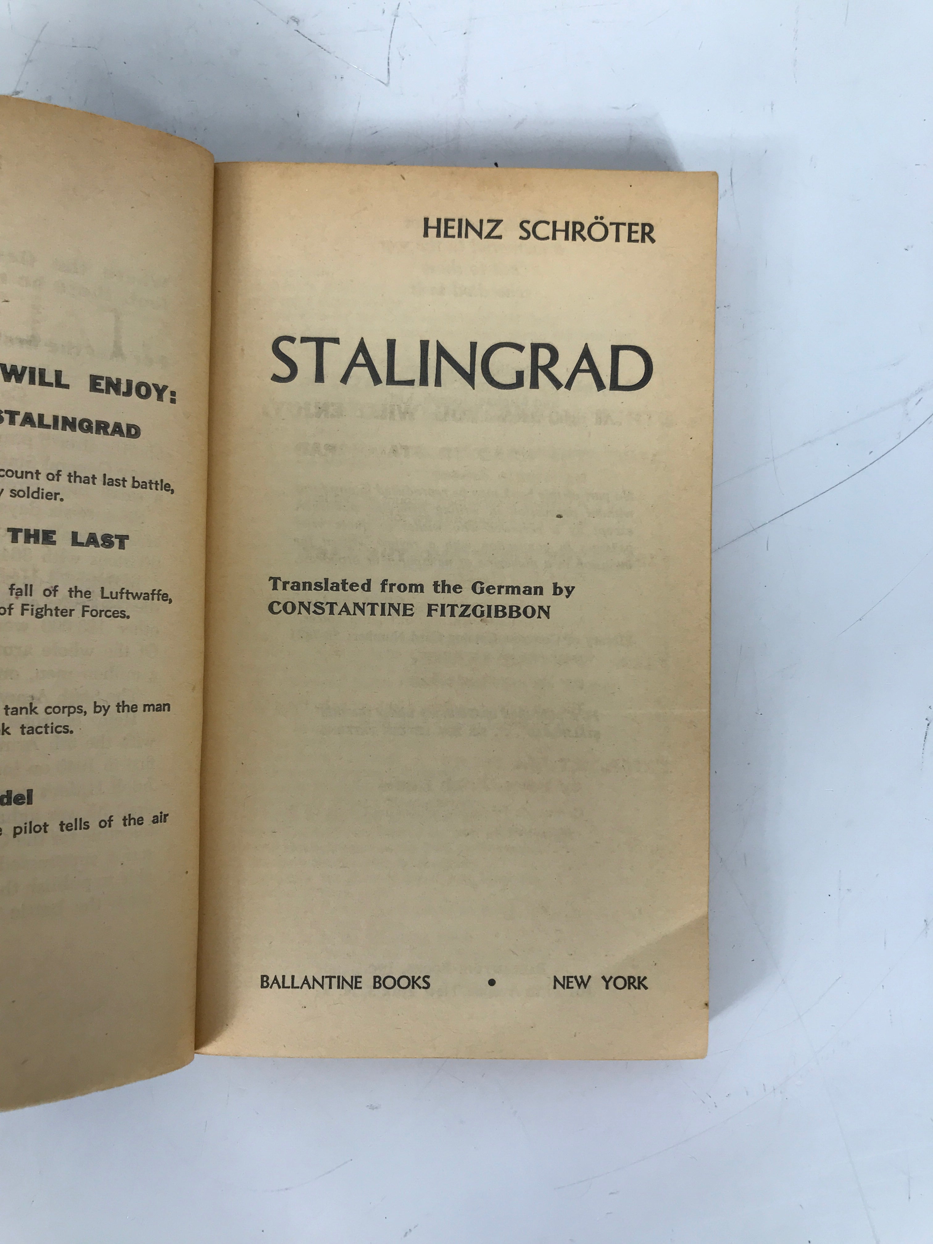 2 Vintage Ballantine PB: The Night Hamburg Died/Stalingrad 1958-60 SC