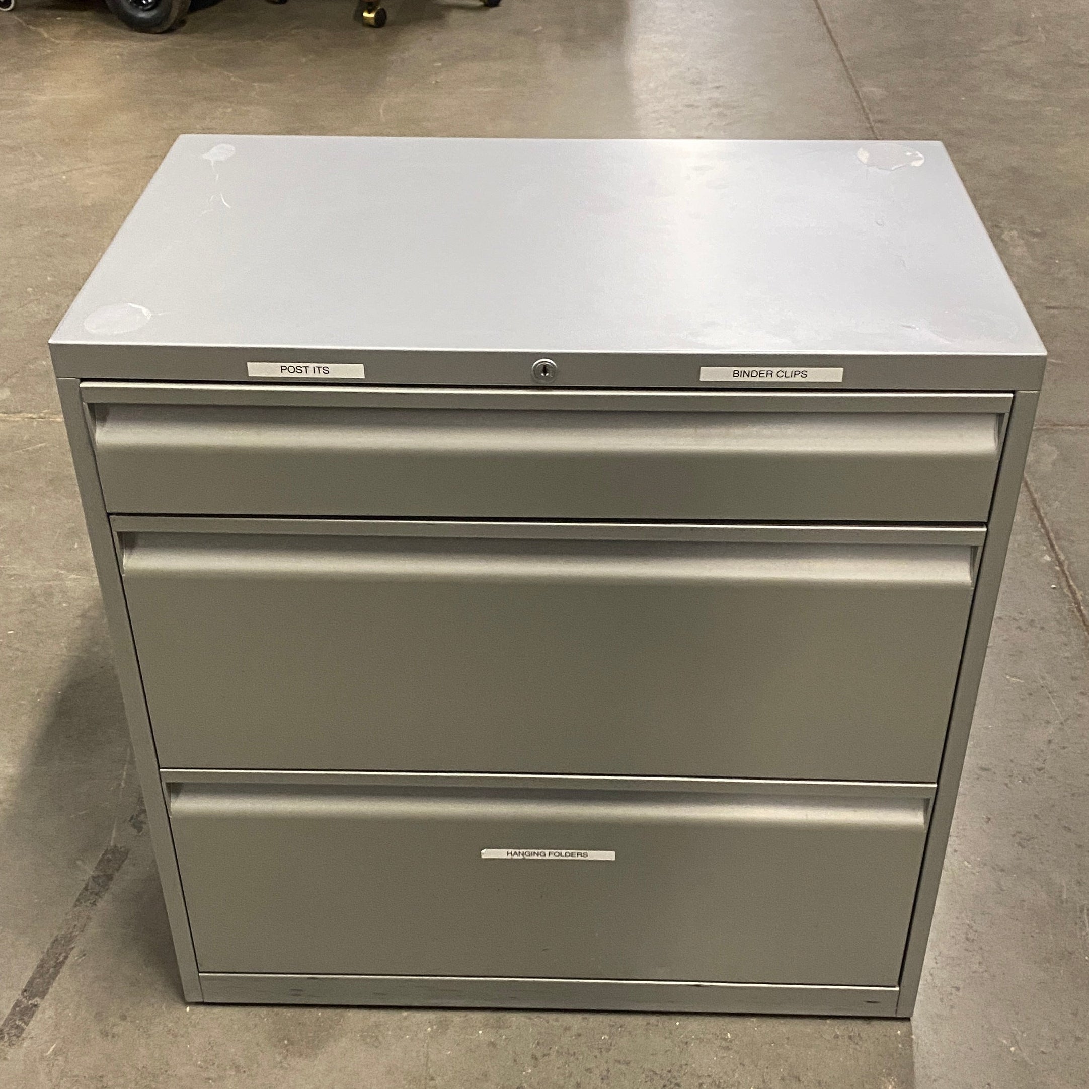 Teknion Furniture Systems Grey 3 Drawer Lockable File Cabinet
