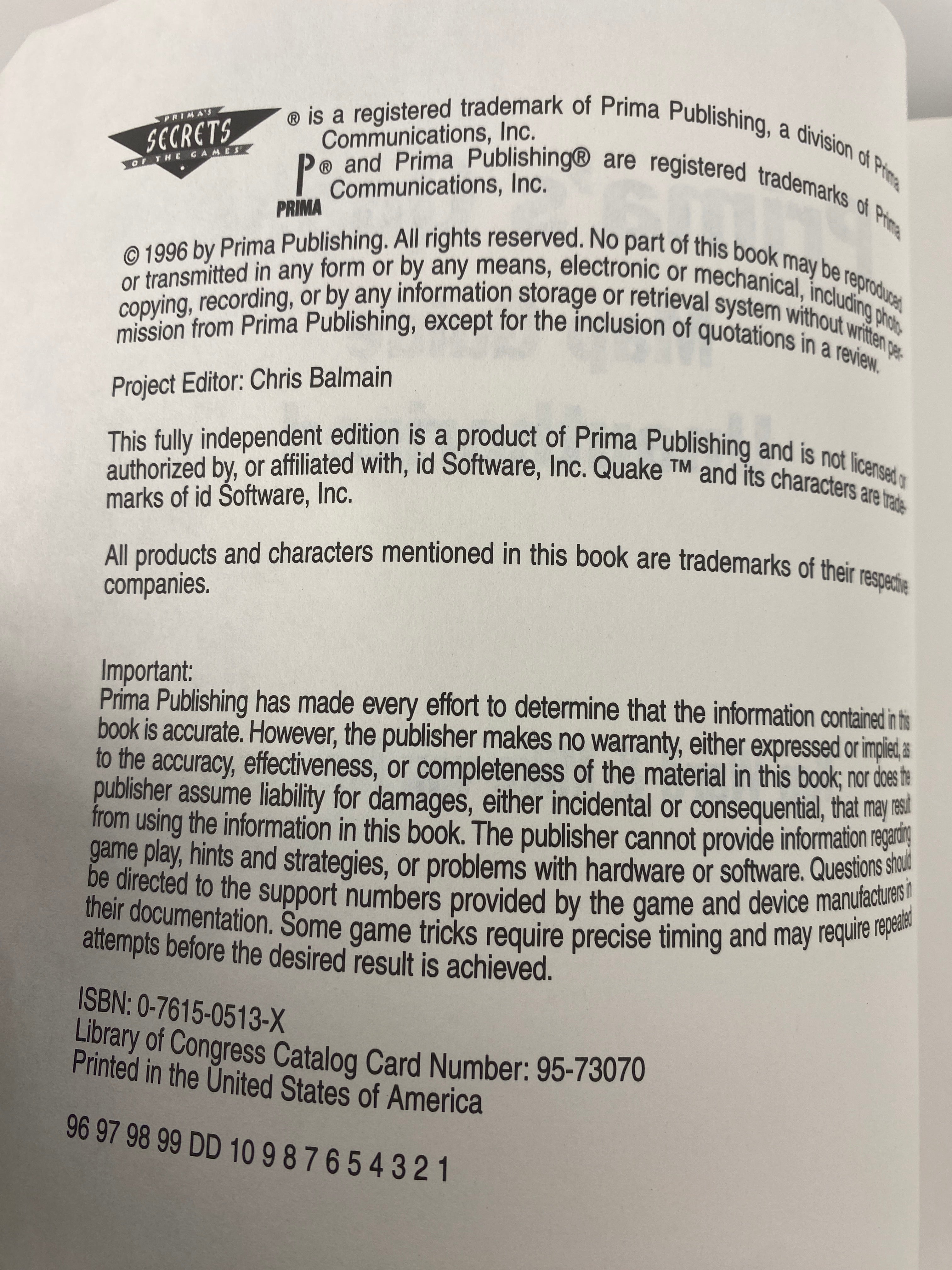 Quake Prima Unauthorized Map Guide 1996