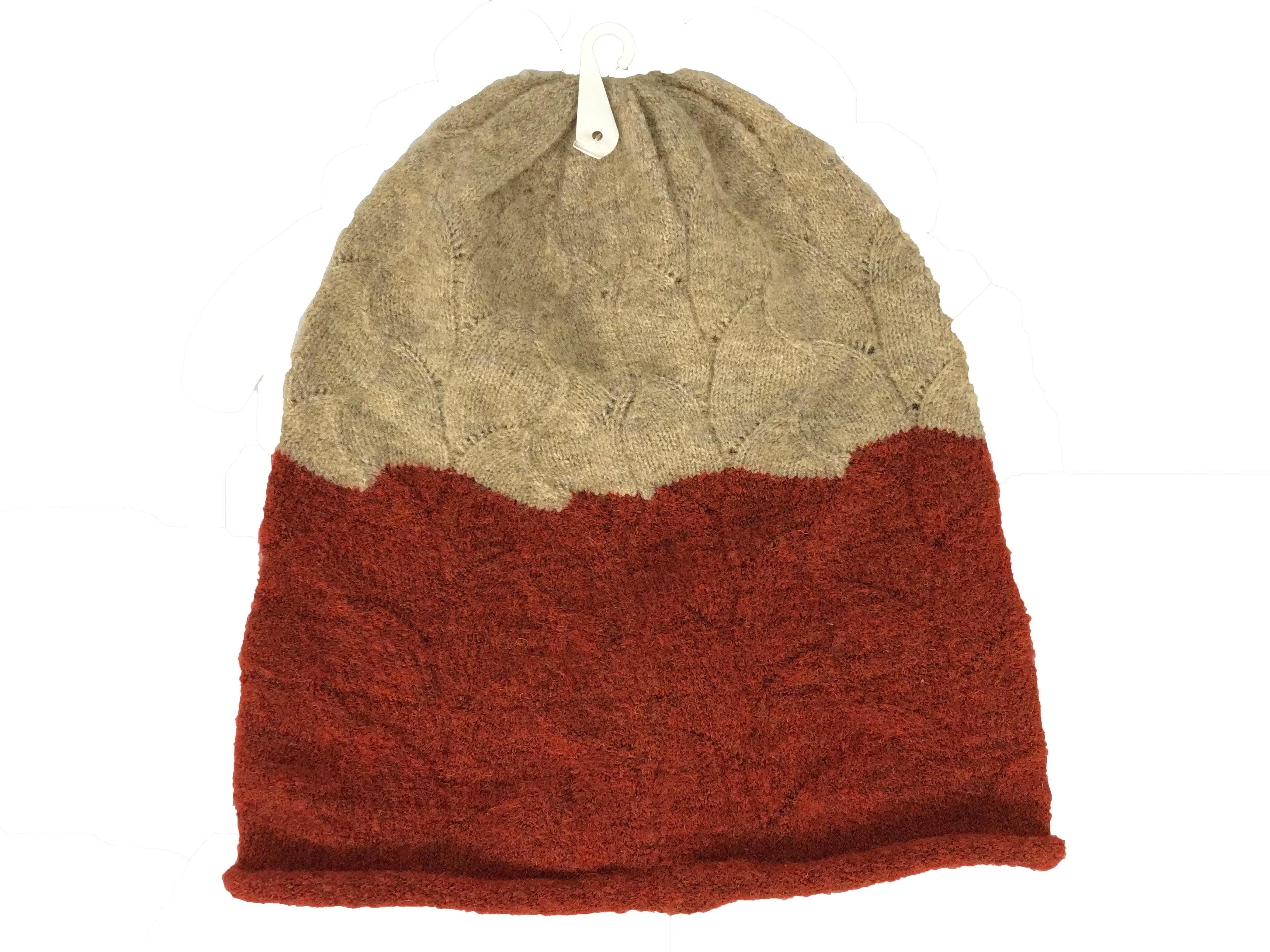 Seeberger Red and Tan Knit Beanie