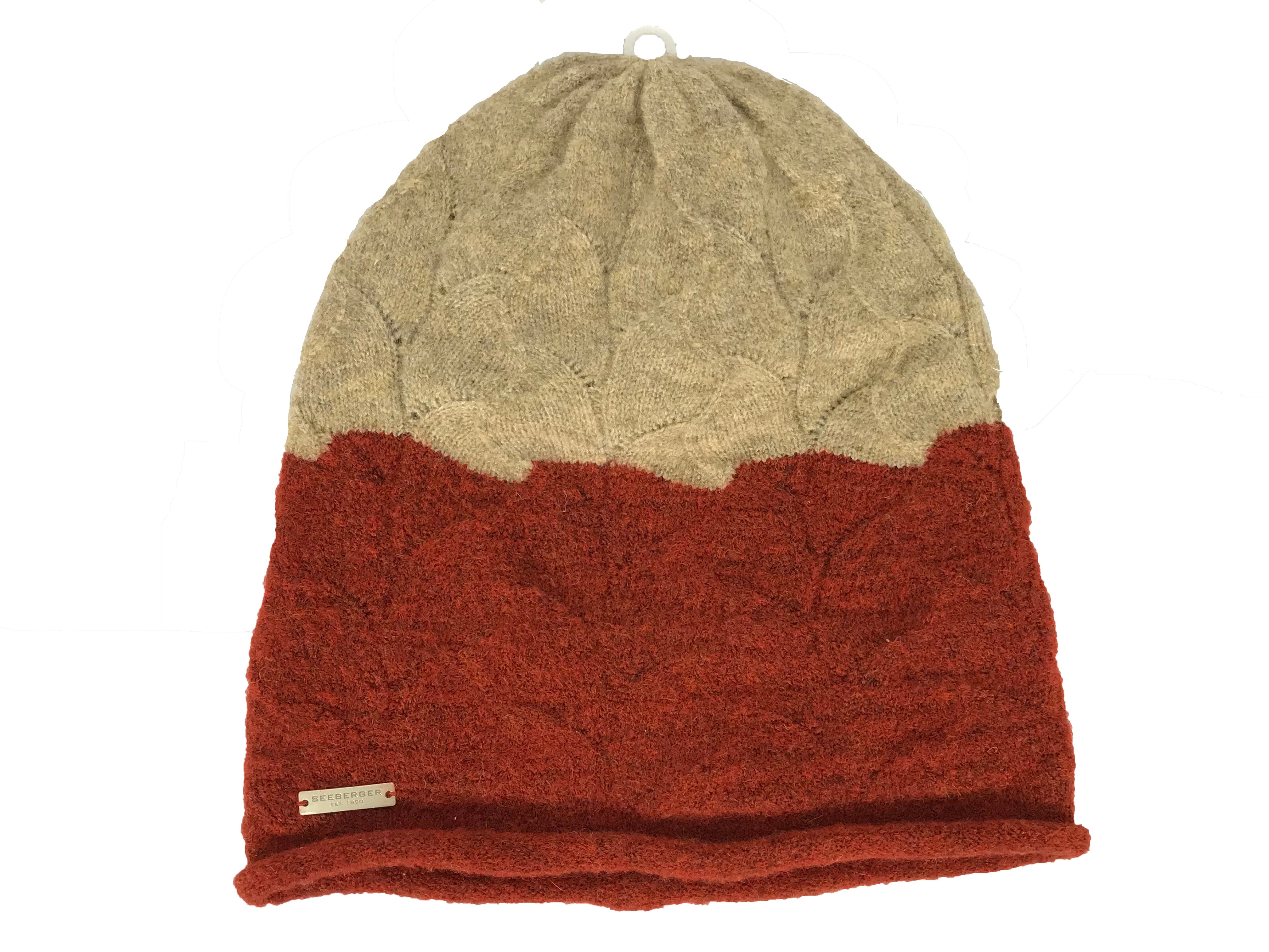 Seeberger Red and Tan Knit Beanie