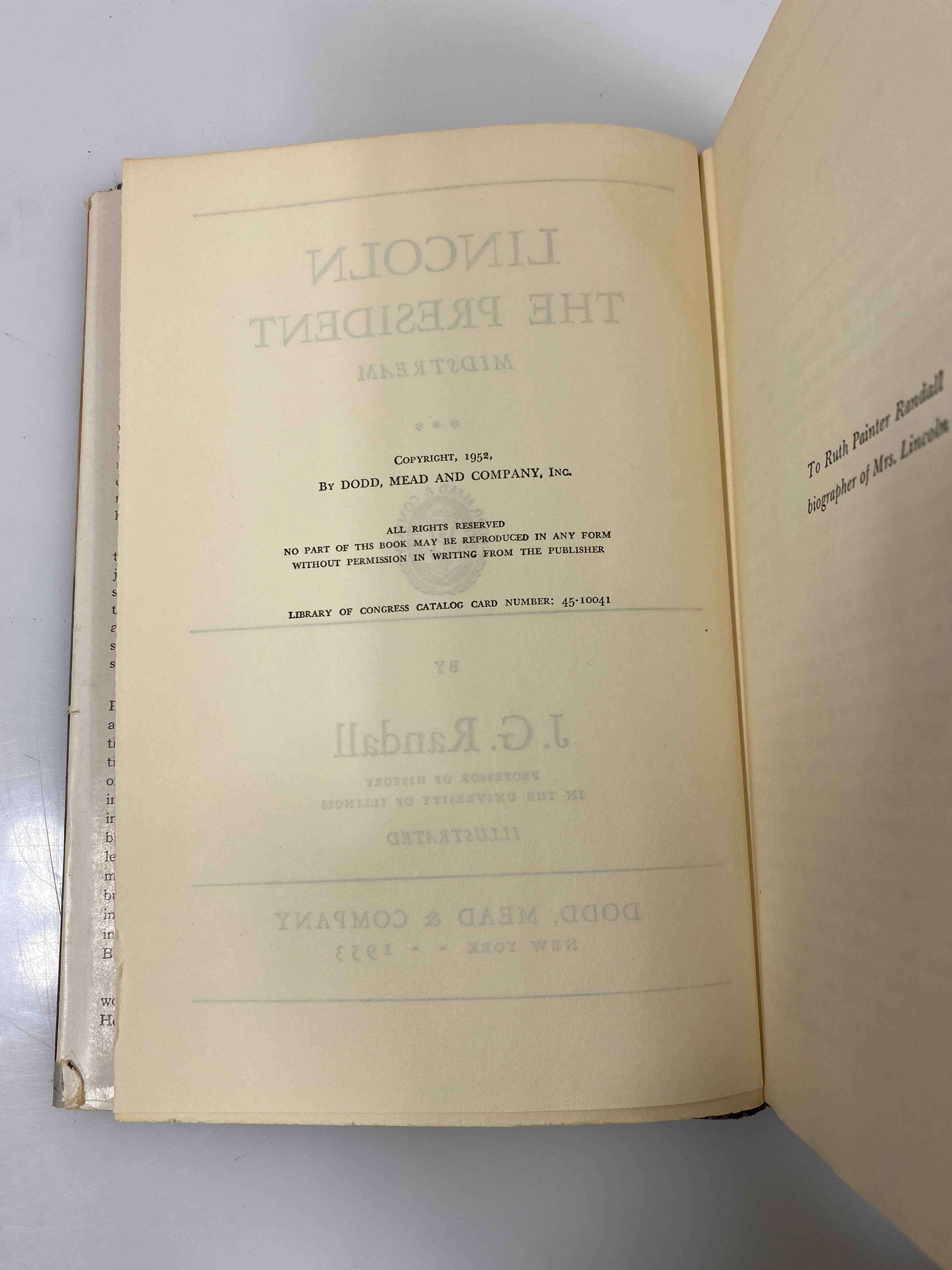 Midstream: Lincoln the President by Randall 1953 HCDJ