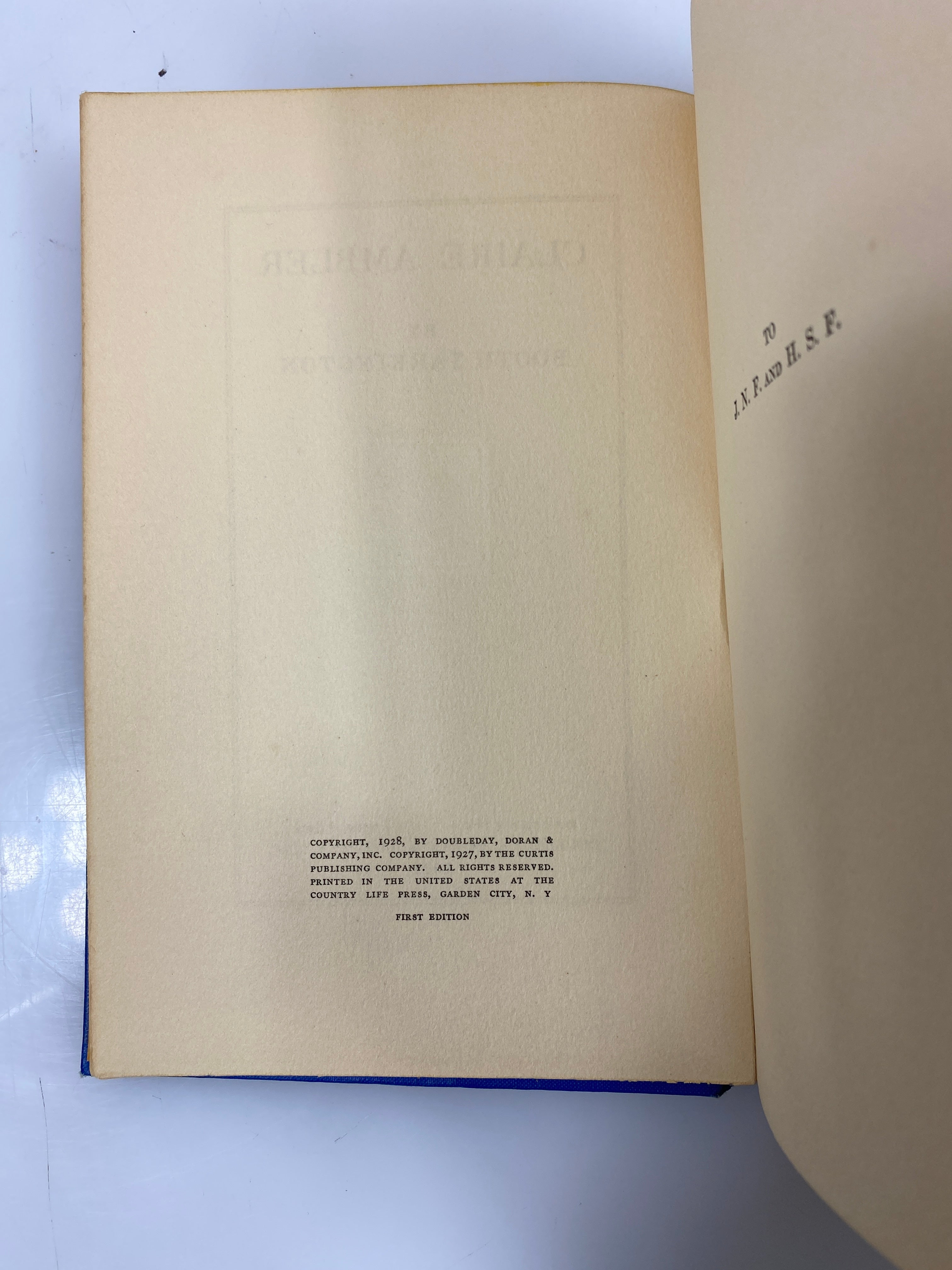 Claire Ambler by Booth Tarkington 1st Ed. 1928 HC