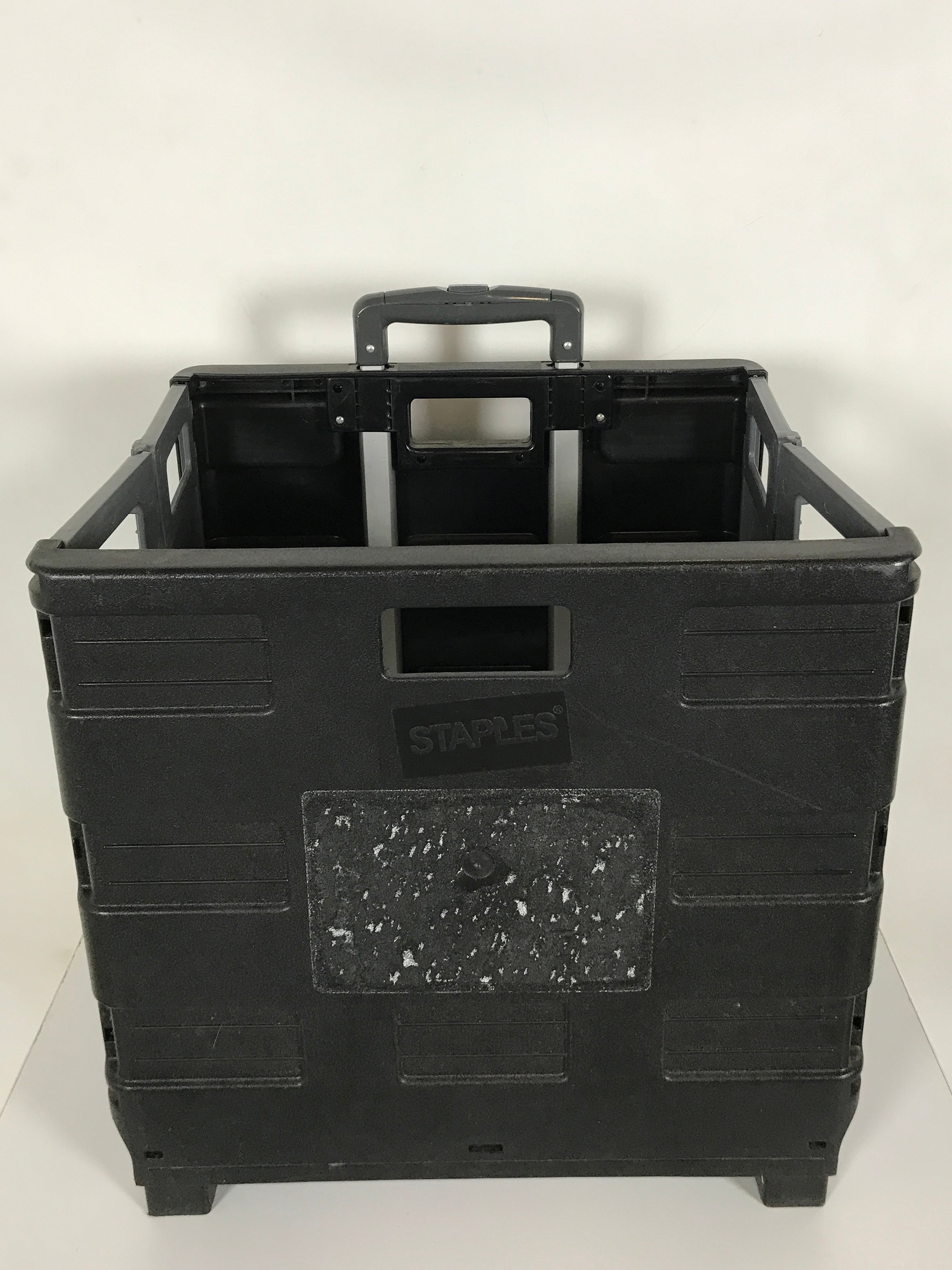 Staples Foldable Shopping Crate with Handle and Wheels