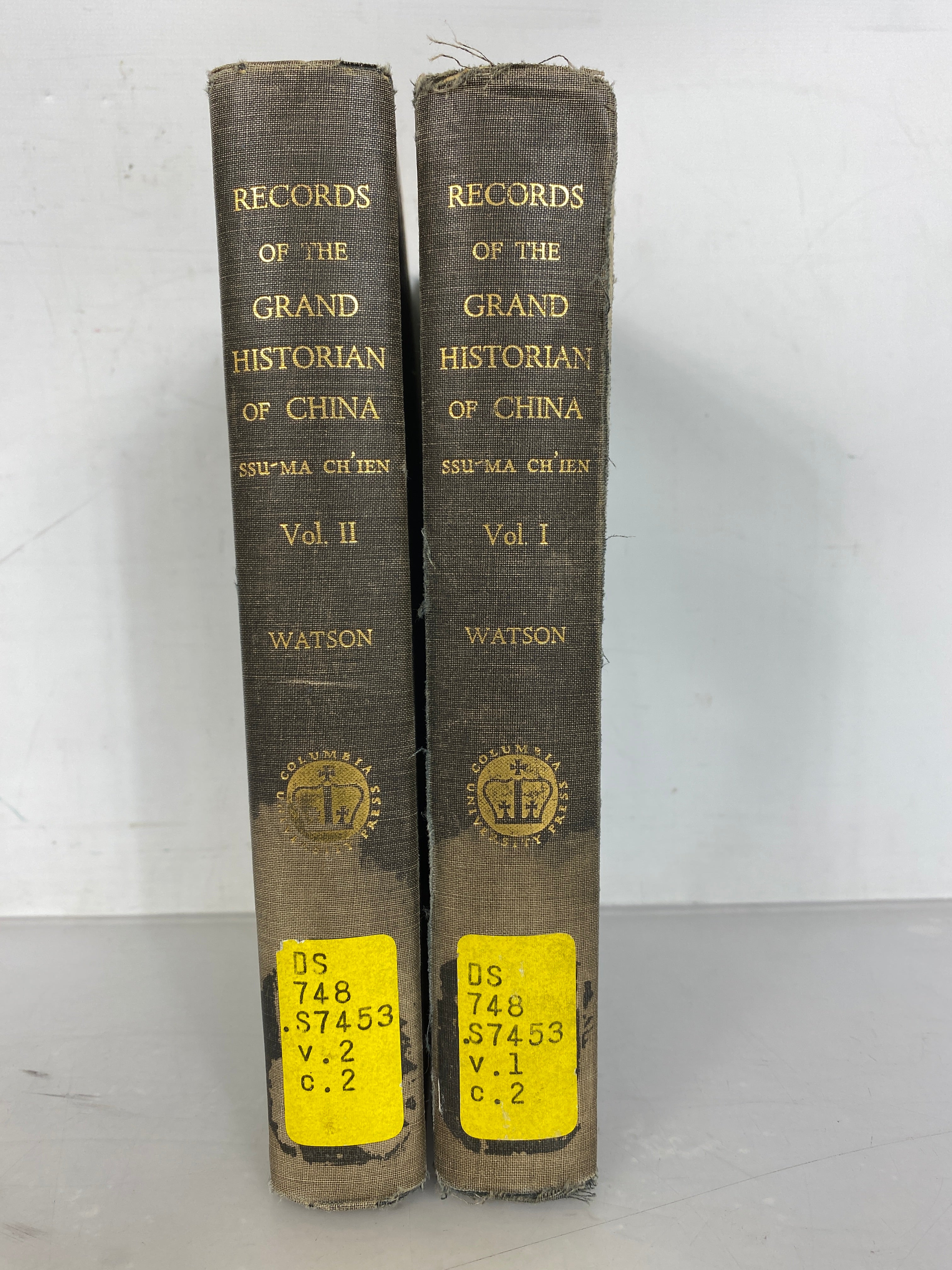 2 Volume Set: Records of the Grand Historian of China Burton Watson 1961 HC Ex-Library
