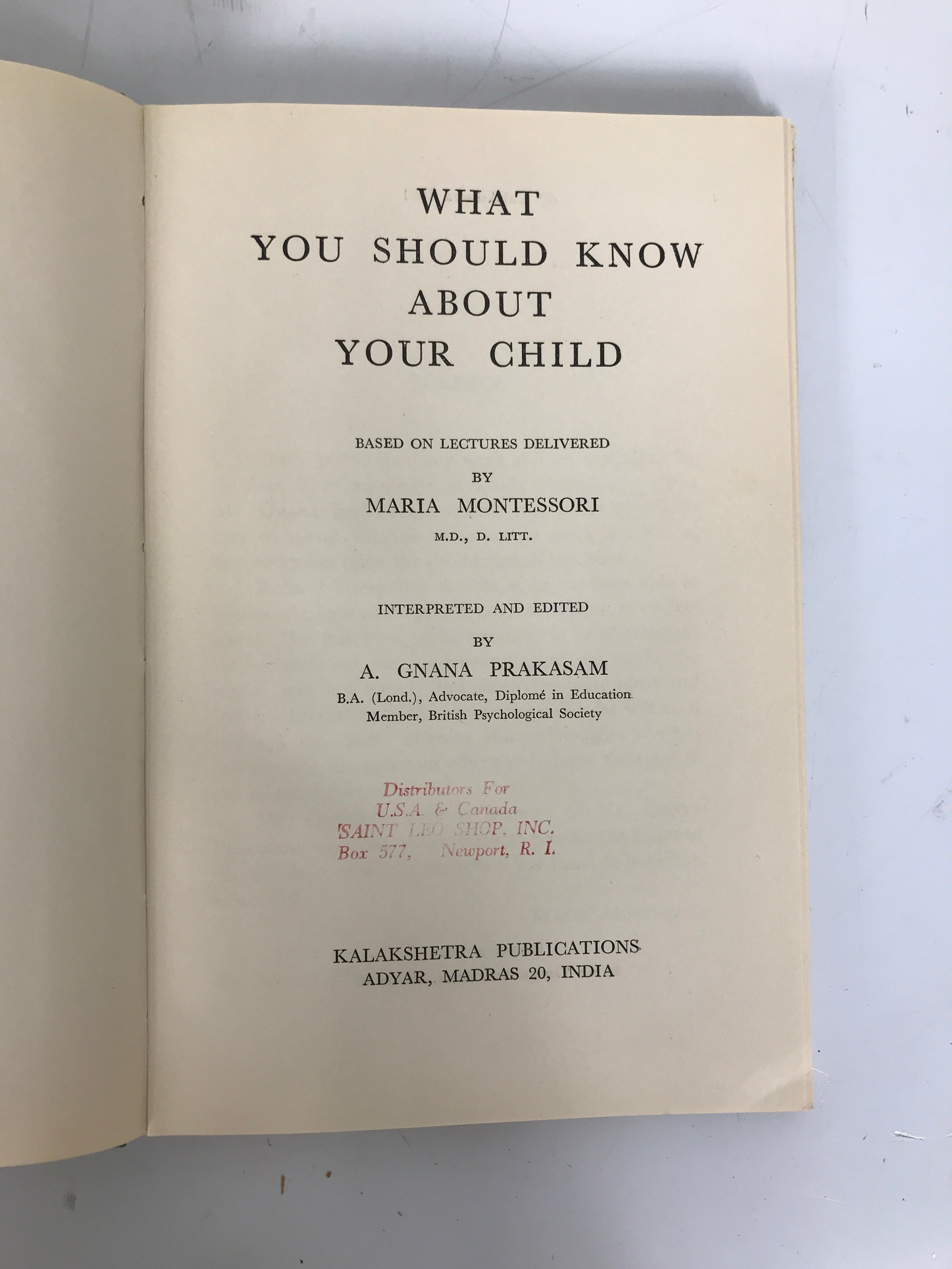 What You Should Know About Your Child Montessori 1961 HC DJ