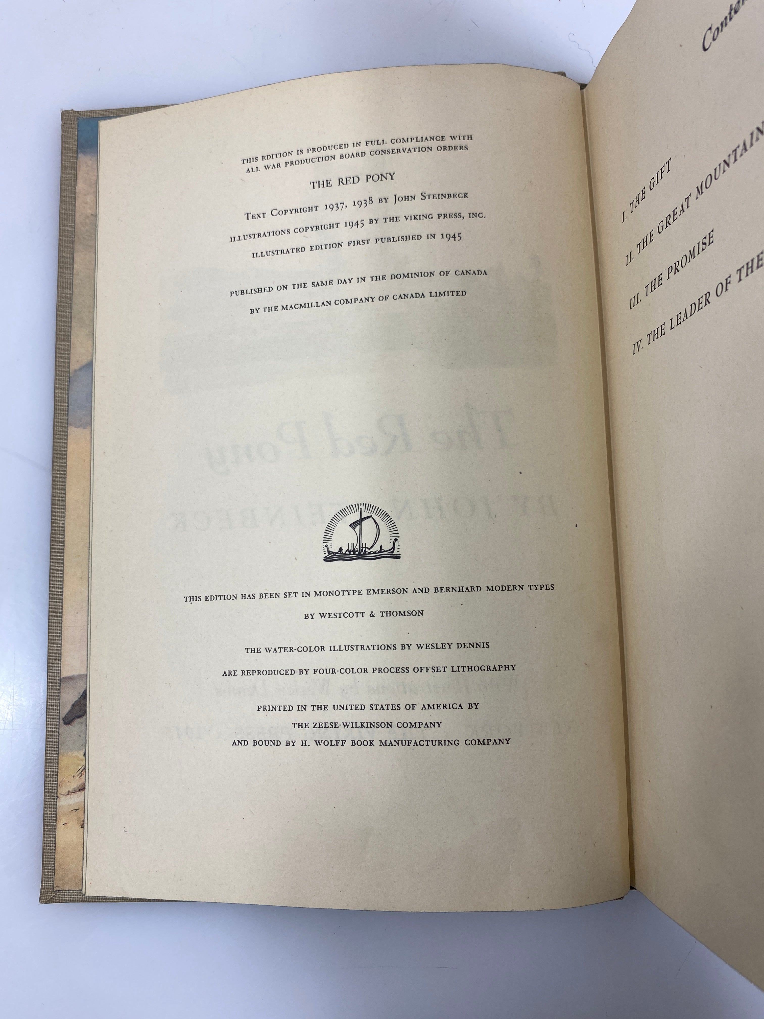 The Red Pony by Steinbeck The Viking Press 1945 HC