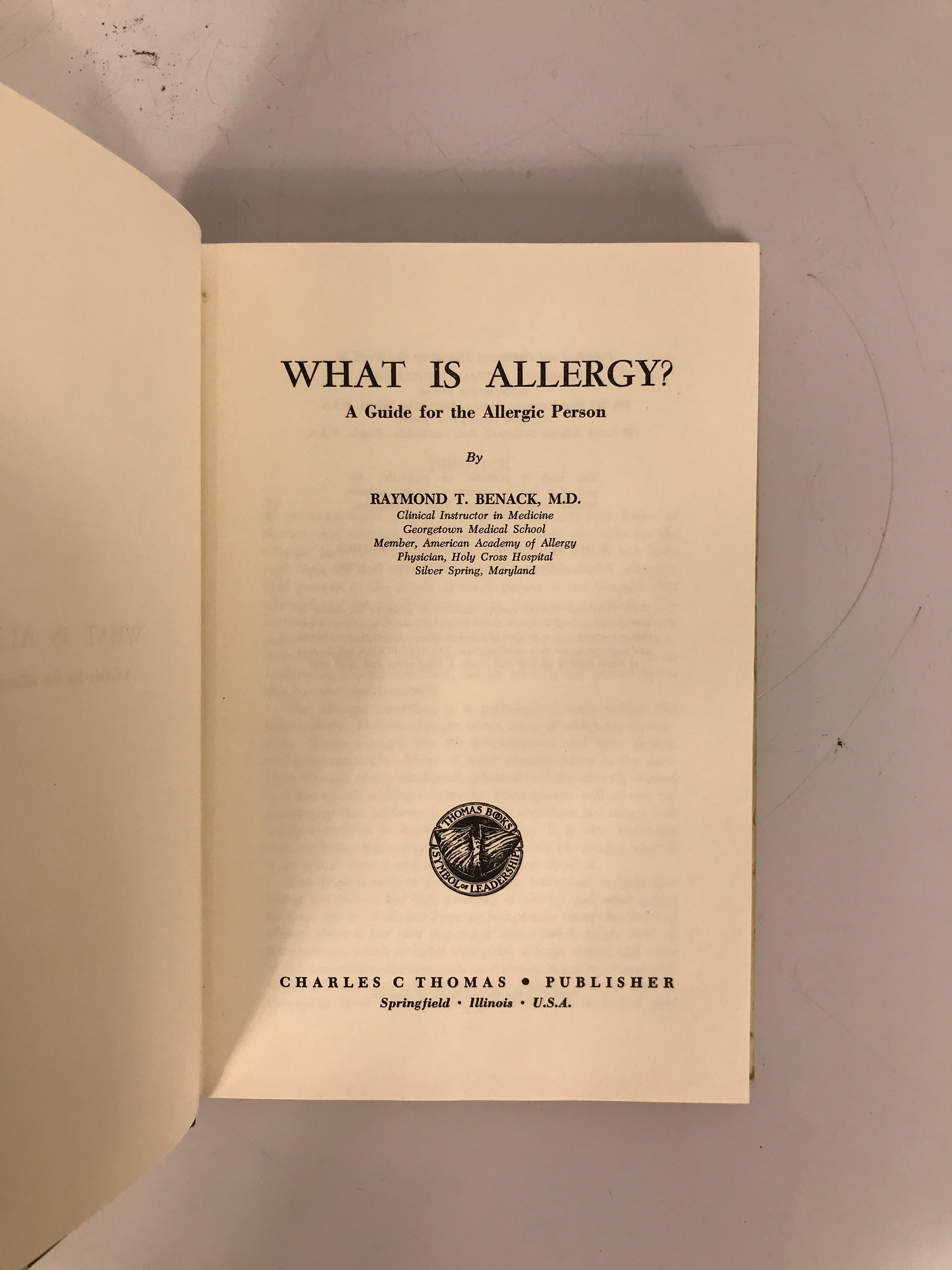 What is Allergy? by Raymond Benack 1967 HC DJ