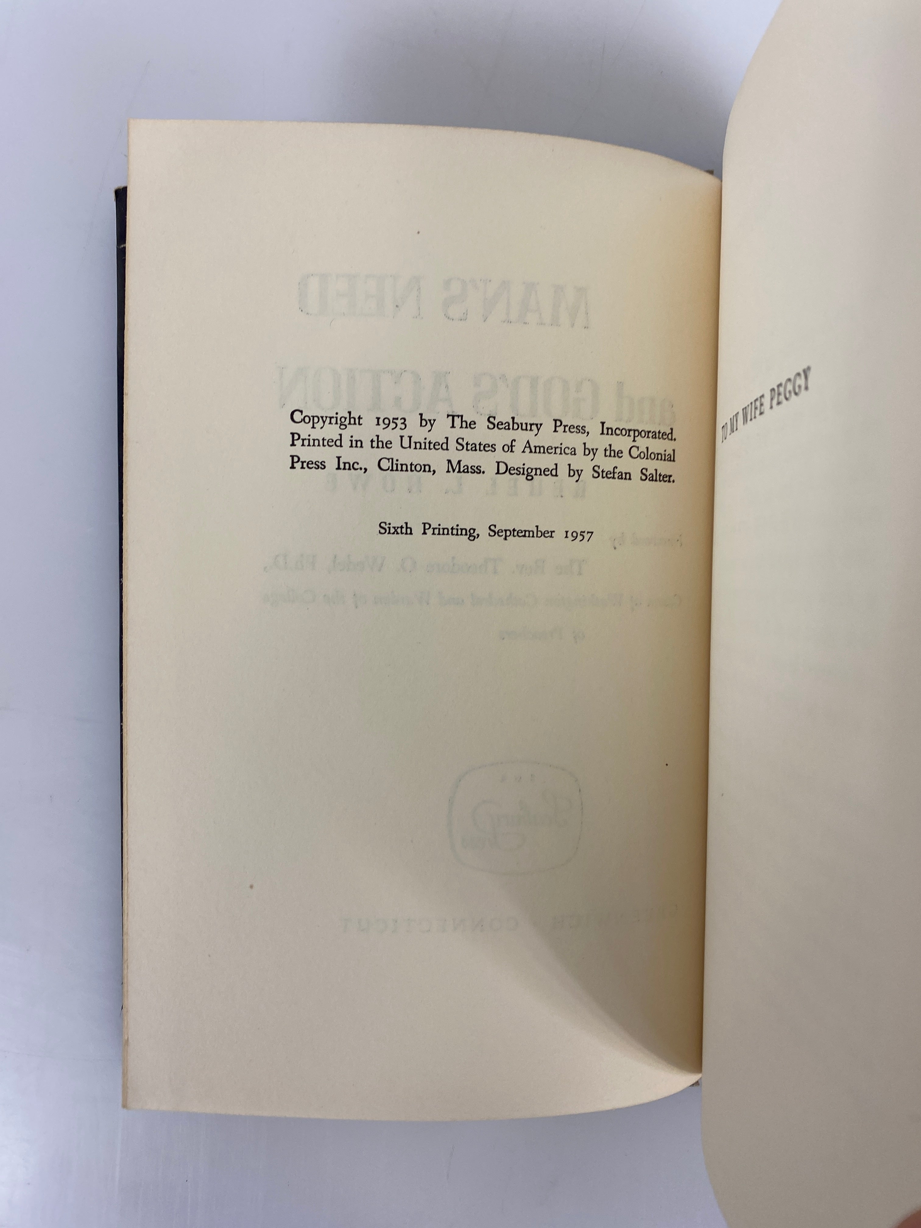 Man's Need and God's Action Howe 6th Print 1957 HCDJ